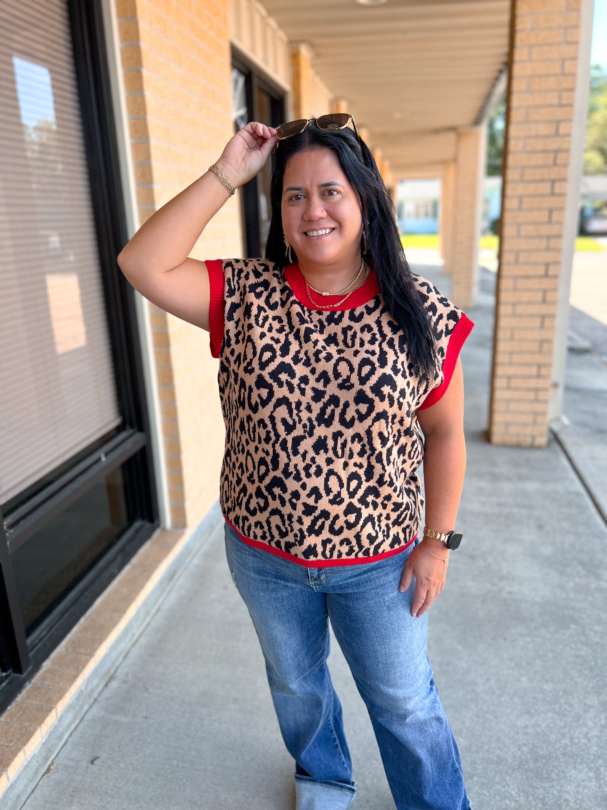 Sasha Leopard Print Sleeveless Knit Sweater Vest-TOPS-Sewn and Seen-Bin a1,FD 09/22/25,Tops Collection-The Twisted Chandelier