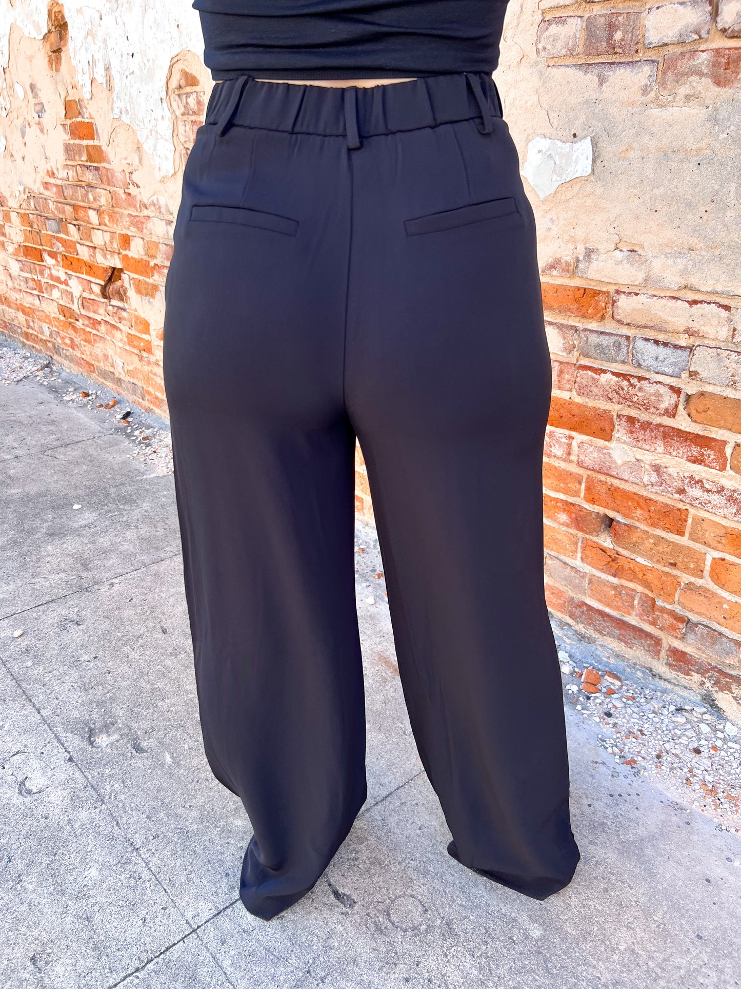 Raella Solid Point Wide Pants - Black-Pants-Umgee-05/27/24,1st md,Bin D1,bottoms,Max Retail-The Twisted Chandelier