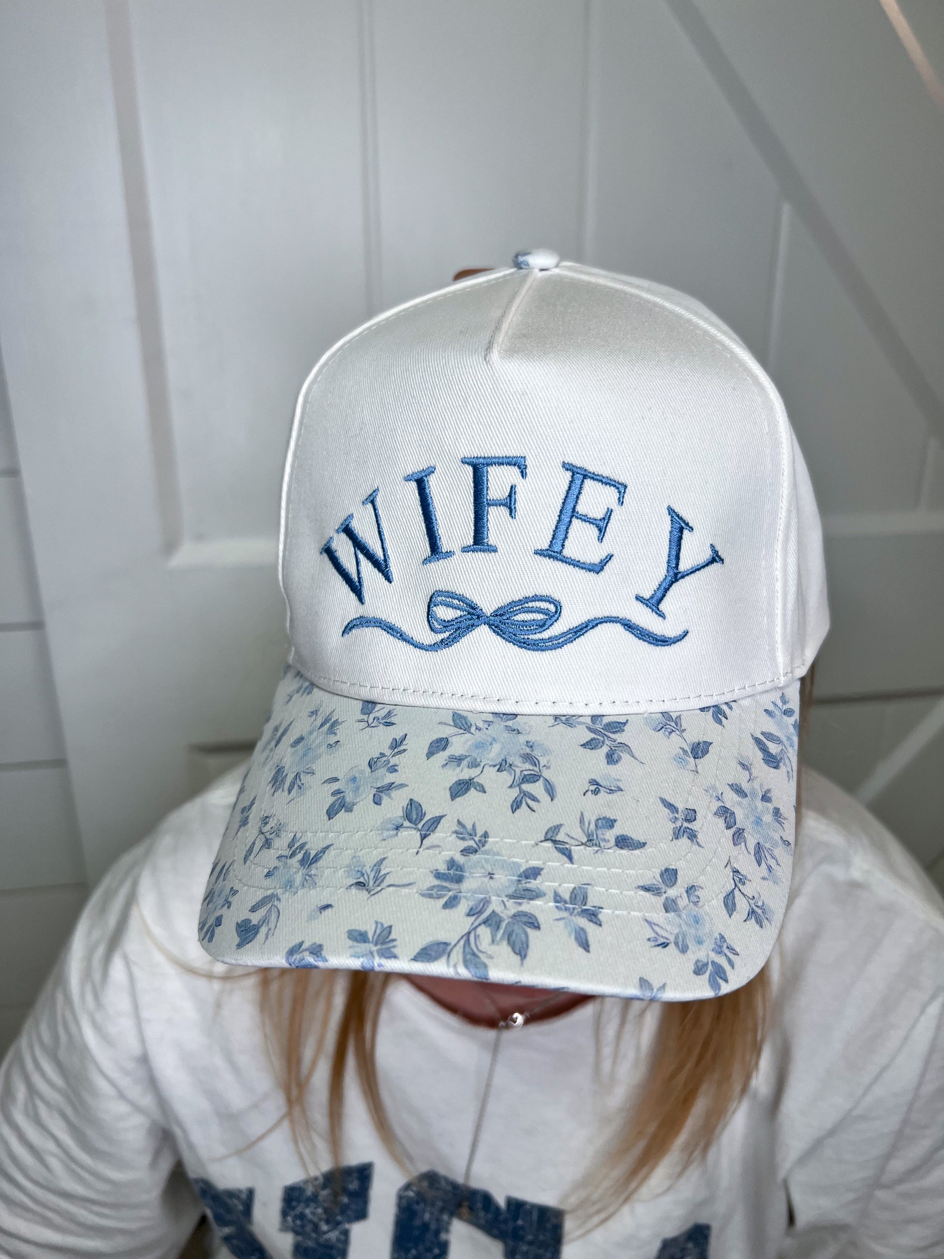 AUNTIE or WIFEY Foral Embroidered Canvas Hat-Southern N Savvy-The Twisted Chandelier