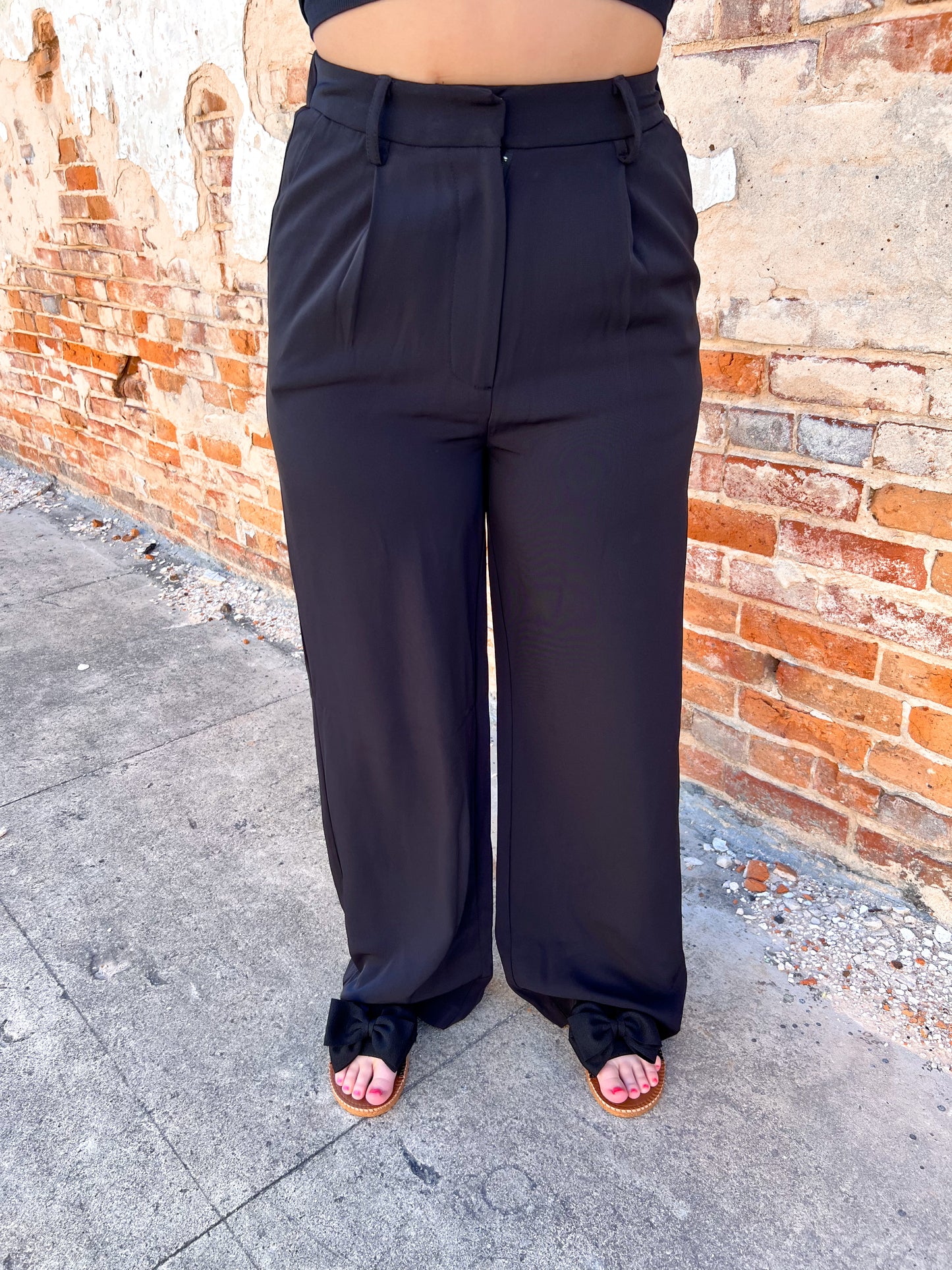 Raella Solid Point Wide Pants - Black-Pants-Umgee-05/27/24,1st md,Bin D1,bottoms,Max Retail-The Twisted Chandelier