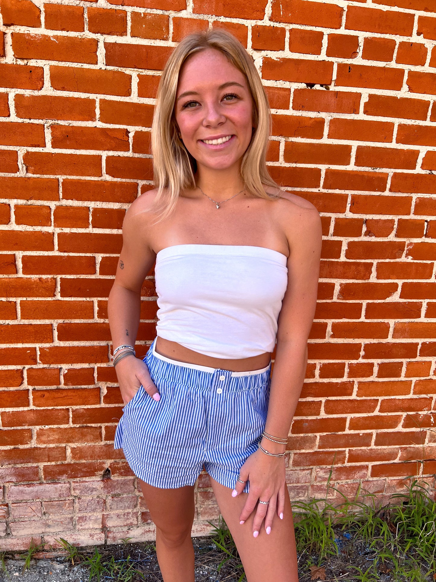 Marie Striped Comfy Shorts-VERY J-Bin d2,bottoms,FD 7/01/25-The Twisted Chandelier