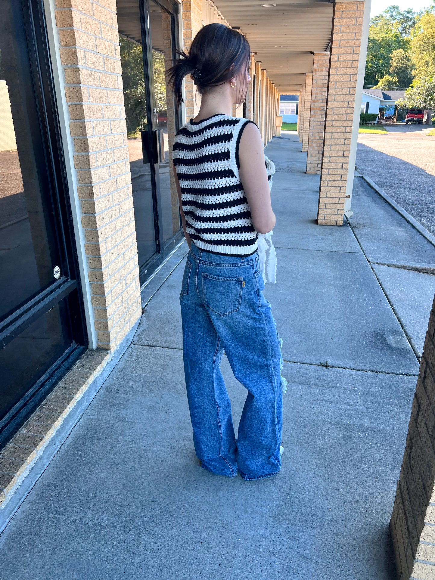 Hattie Frayed Twill with Lace Strap Thru & Bow Tie-Peach Love California-Bin B5,FD 08/12/25,Tops Collection-The Twisted Chandelier