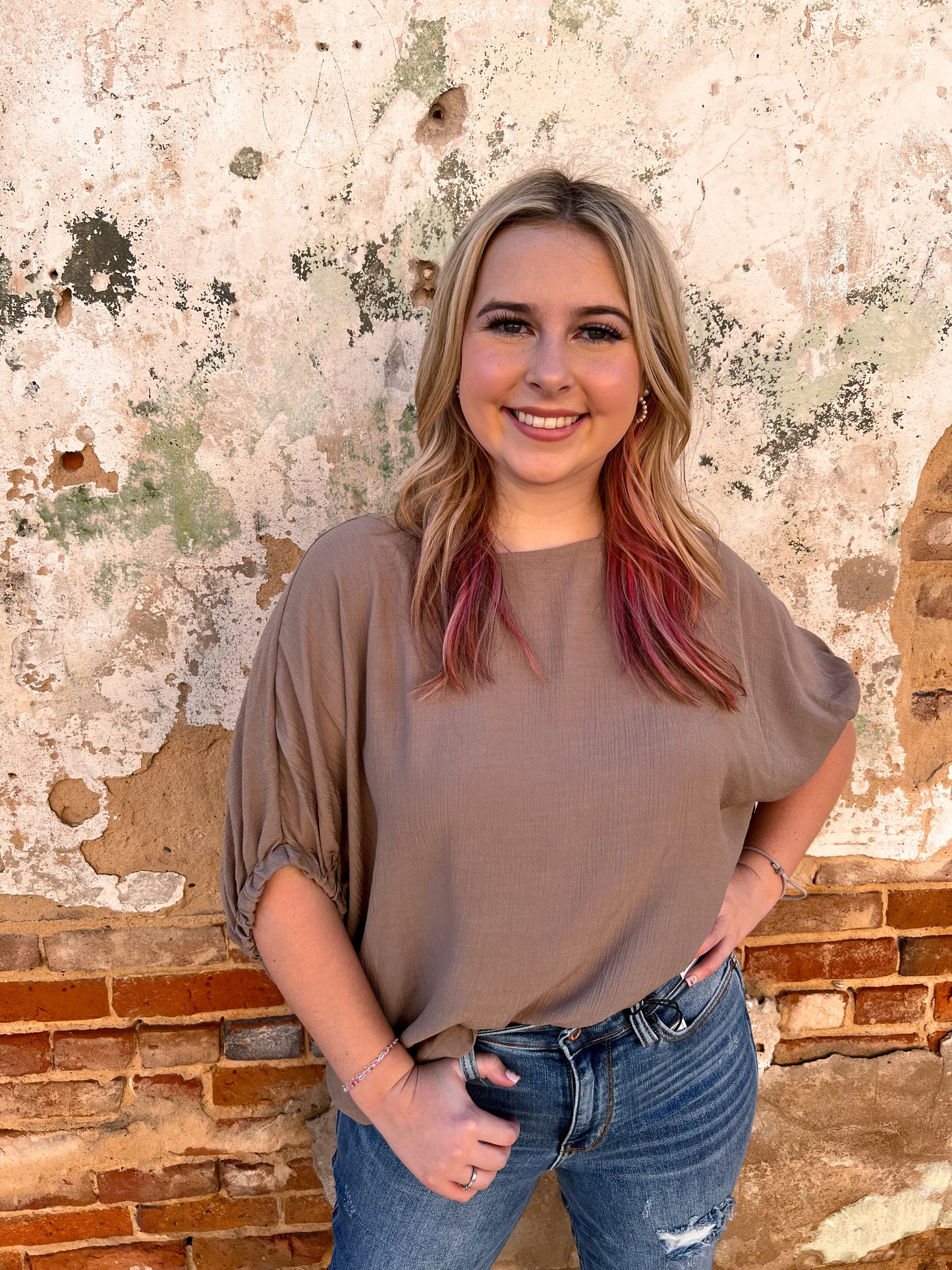 Joanie Elastic Sleeve Blouse Top-Apparel & Accessories-ee:some-09/03/24,1st md,FD 05/15/24,OGP 46.99,TK9526,Tops Collection-The Twisted Chandelier