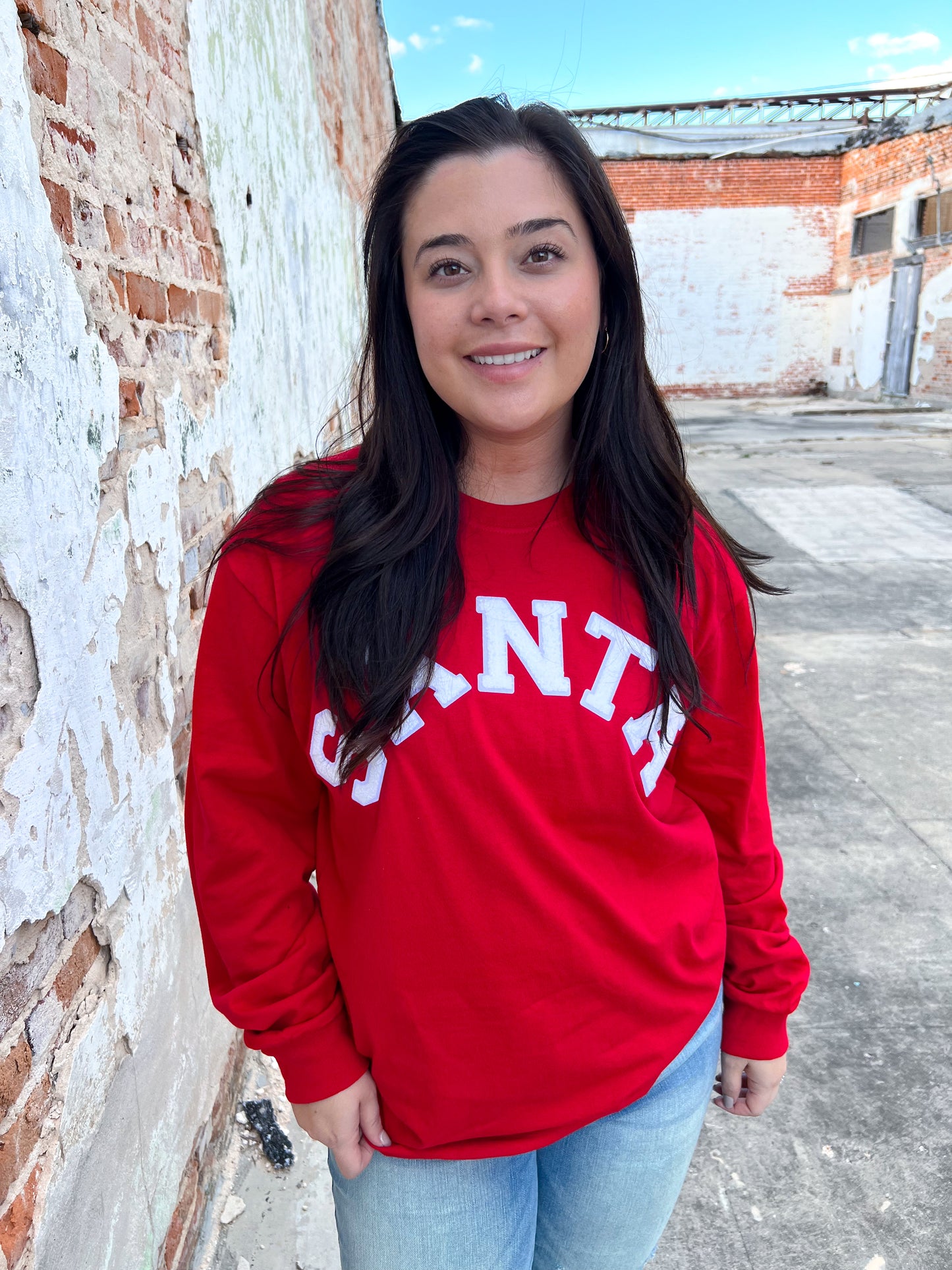 Soft Ideal Chenille Santa Long Sleeve T-Shirt-Top-Tees2urdoor-$25 & Under Sale,Max Retail,Tops Collection-The Twisted Chandelier