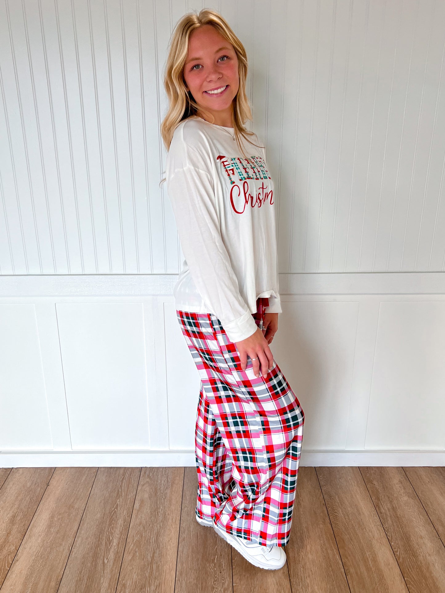 Merry Christmas Pajamas Plaid Two Piece Lounge Set-fashionworks-Christmas tote ct1,FD 12/03/24,OGP 52.99-The Twisted Chandelier