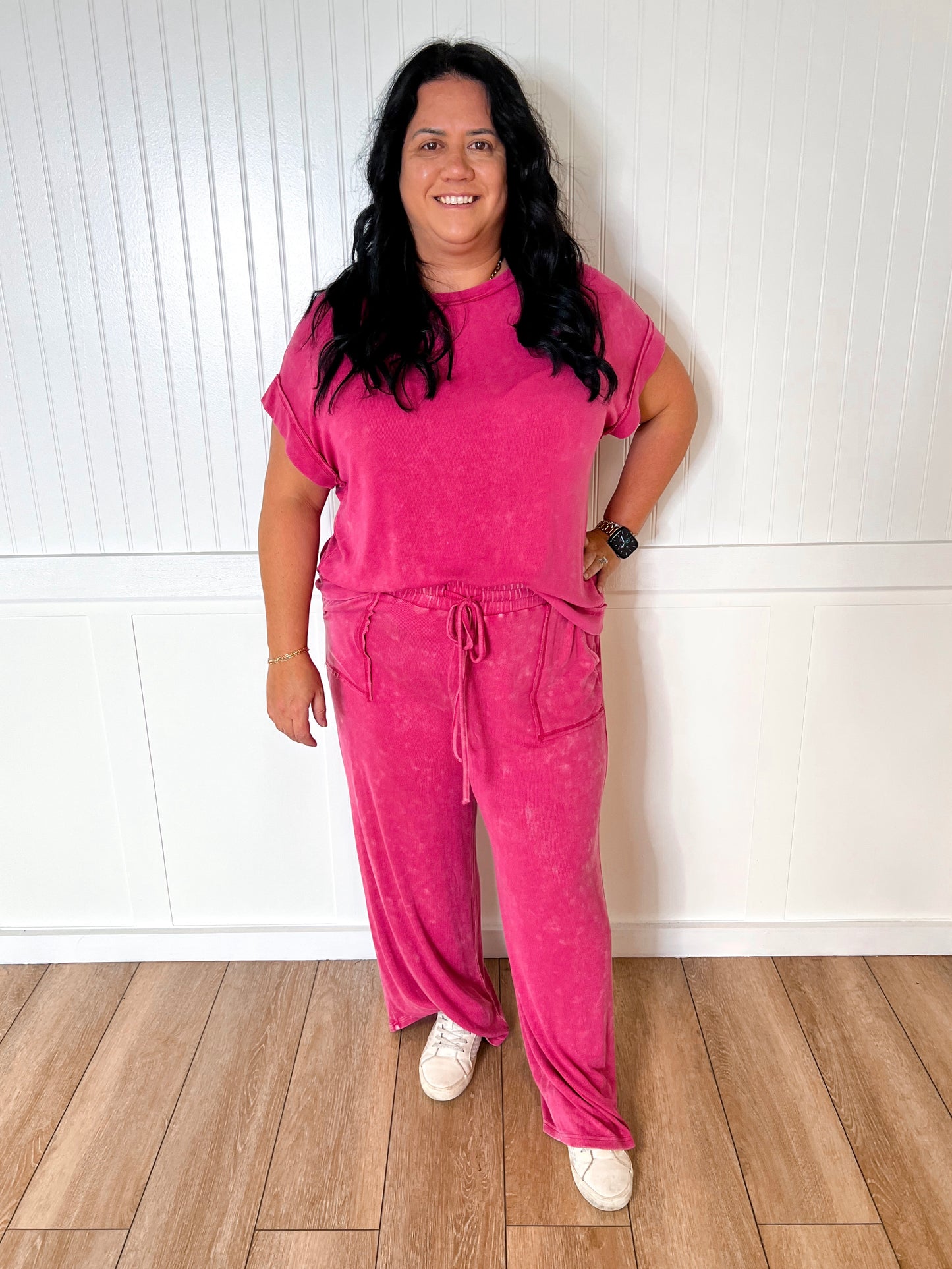 Micah Mineral Washed Ribbed Top & Pants Set-Sewn and Seen-BIN A 3,FD 08/19/25,Tops Collection-The Twisted Chandelier