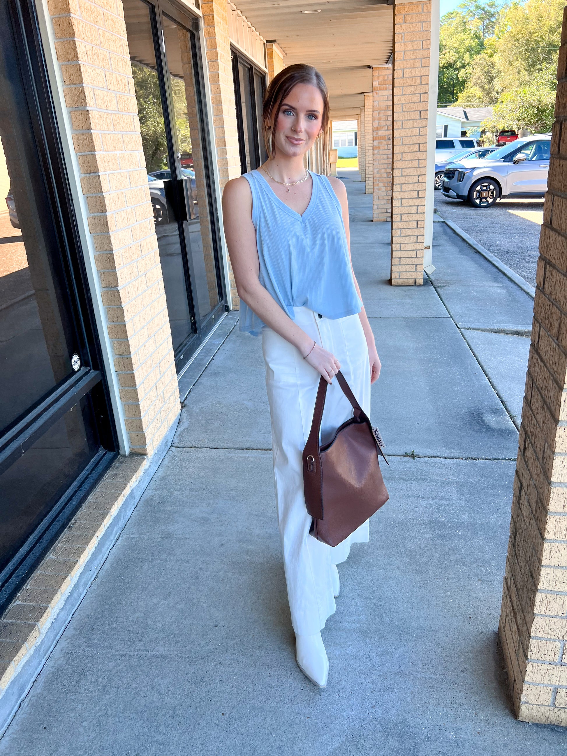 Marda Sleeveless Soft Knit Swing Crop Top - Blue-VERY J-07/24/25,1st md,Bin B5,FD 6/24/25,OGP 28.99,Tops Collection-The Twisted Chandelier