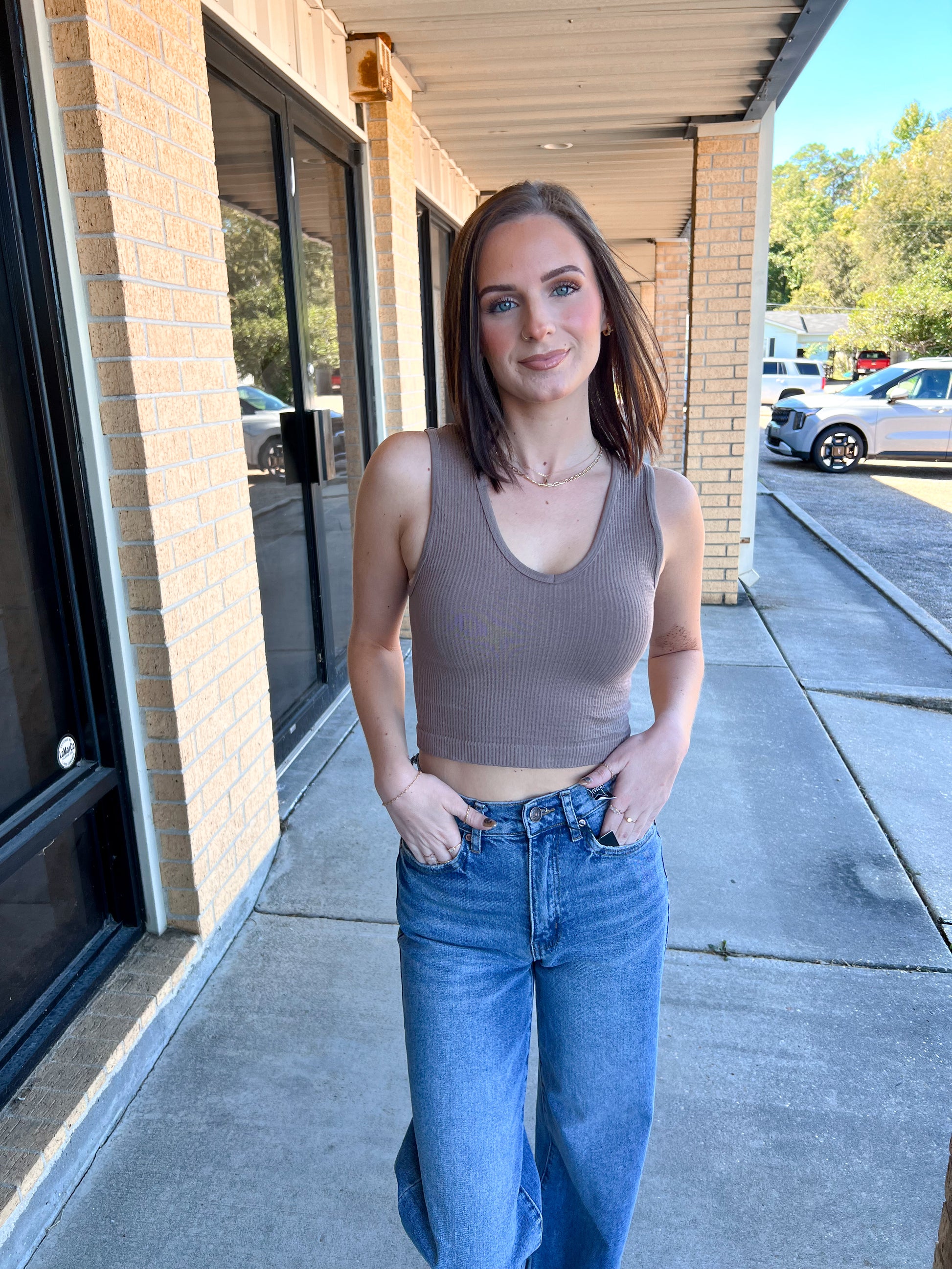 Jordan Seamless Sleeveless UV Neck Reversible Tank Top - Walnut-By Together-Bin B5,FD 08/19/25,Tops Collection-The Twisted Chandelier