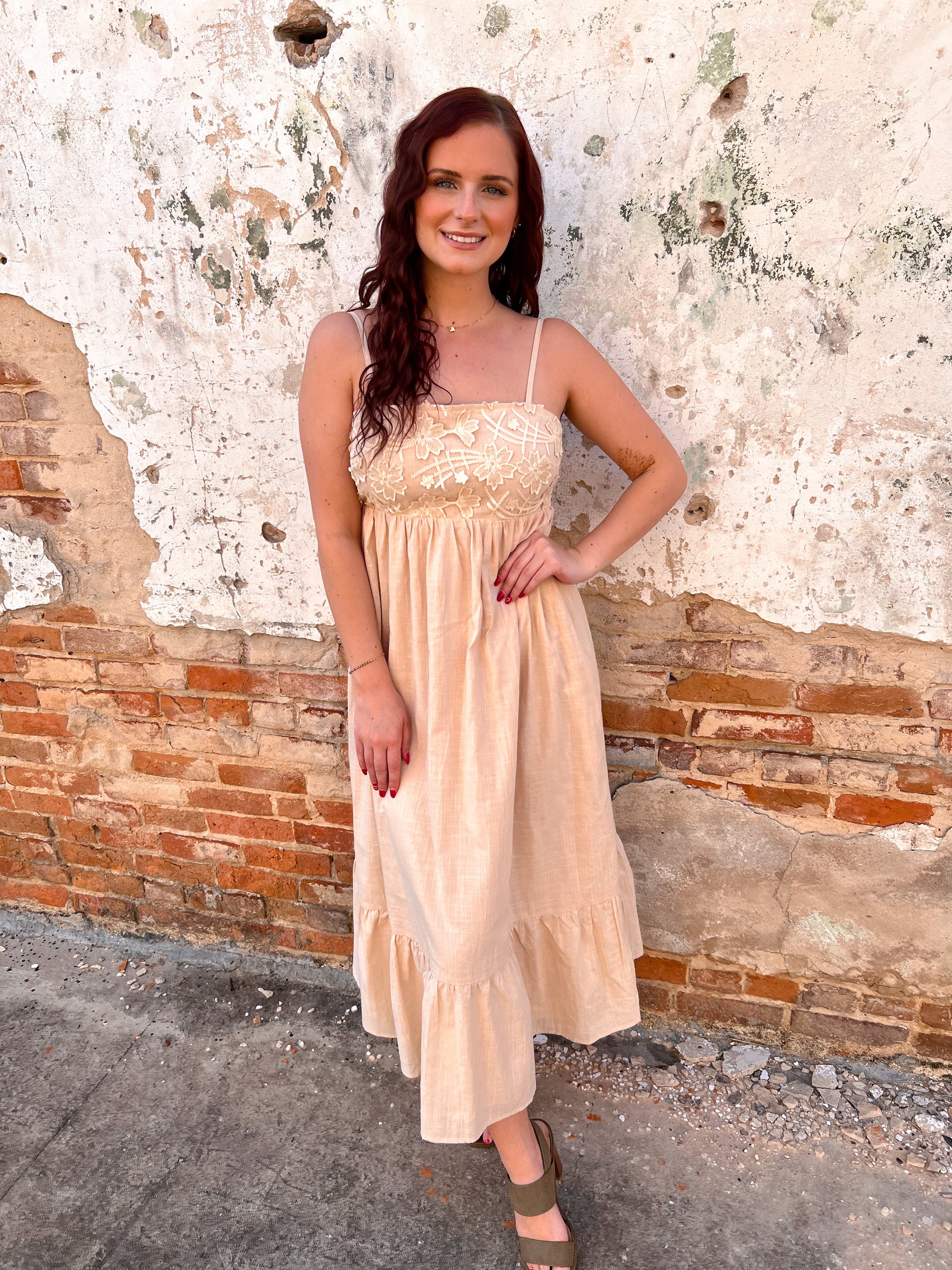 Marla Floral Embroidery Midi Dress With Back Ribbon-Midi Dress-idem ditto-10/04/25,Bin B3,DJR,FD 04/01/25,OGP 69.99-The Twisted Chandelier