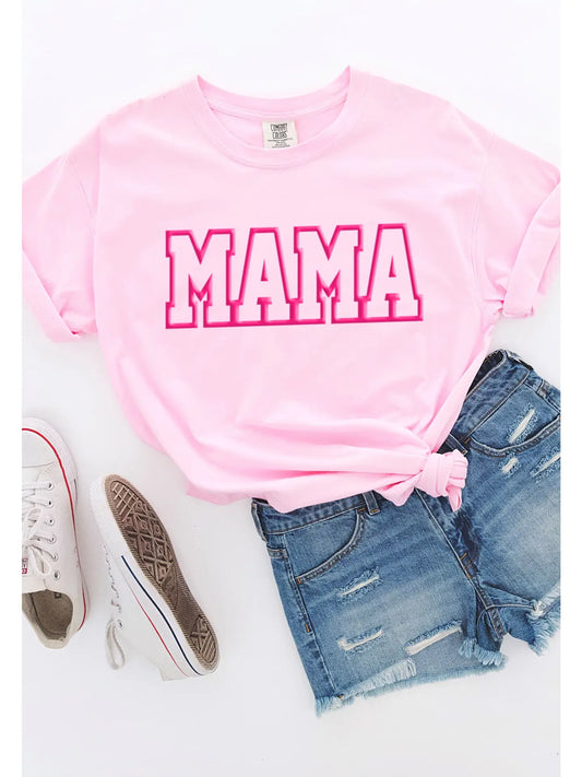 Mama Outline Puff Light Pink Tee-Apparel & Accessories-southern bliss co-BIN D2, FD 05/07/24-The Twisted Chandelier
