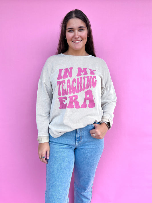 In My Teacher Era Long Sleeve Top-Top-Southern Grace Wholesale-11/17/24,7677B-BEIGE,BIN D3,Max Retail,OGP 39.99,Tops Collection-The Twisted Chandelier