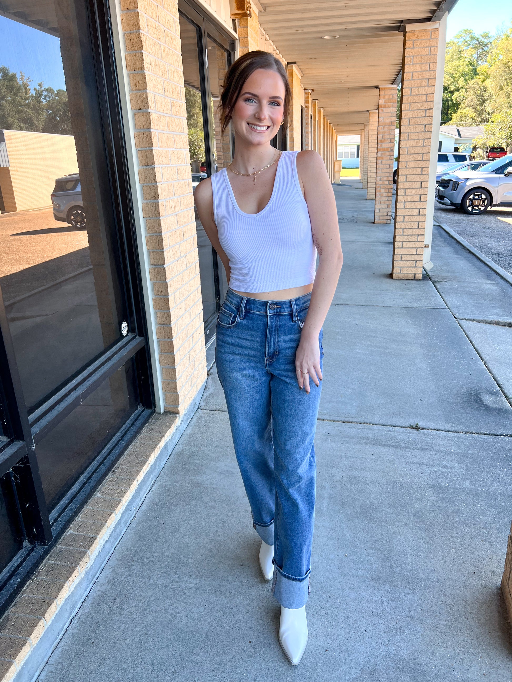 Jordan Seamless Sleeveless UV Neck Reversible Tank Top - White-By Together-BIN A 3,FD 08/12/25,Tops Collection-The Twisted Chandelier