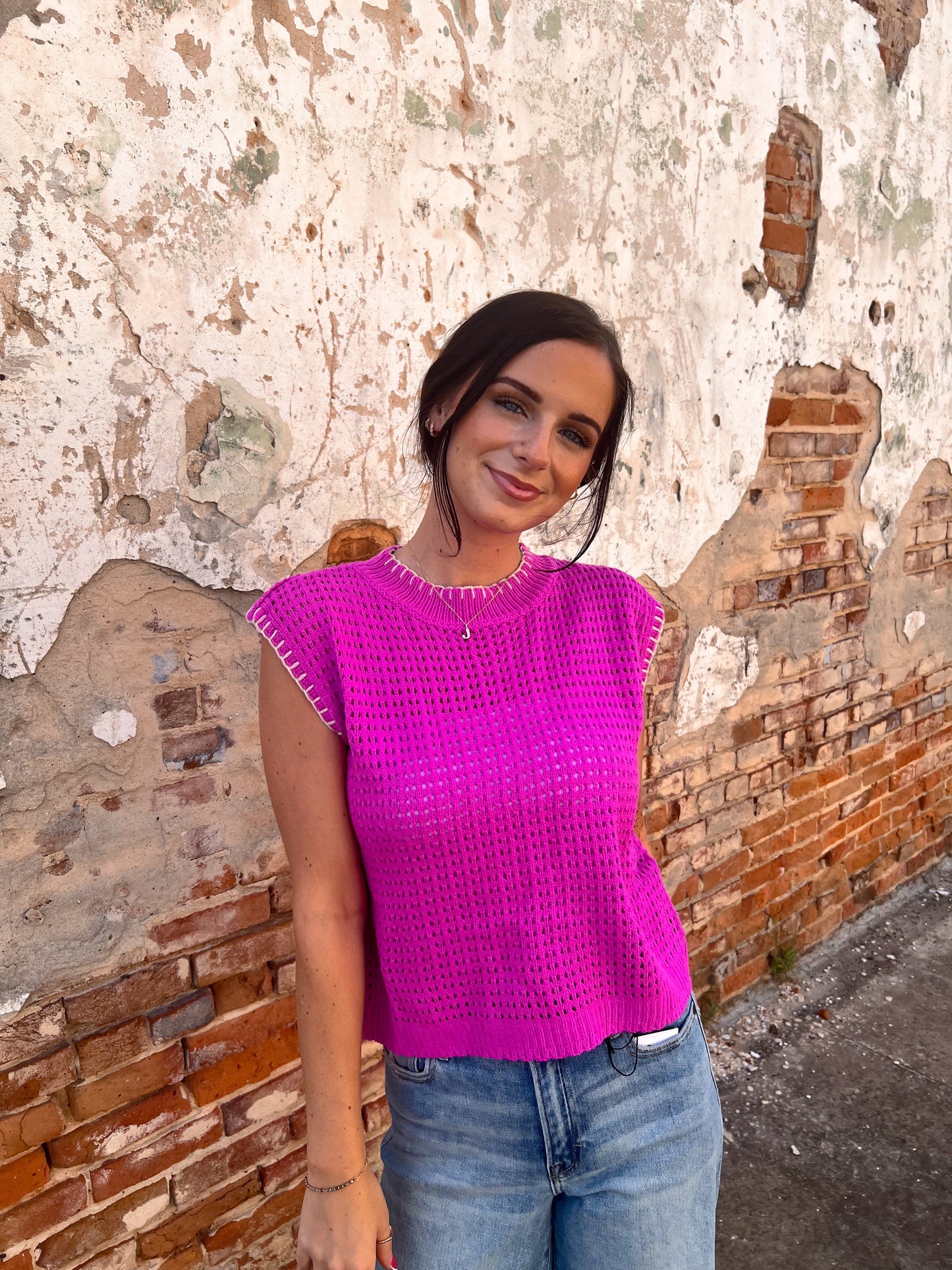 Winnie Crochet Knit Stitching Detailed Sleeveless Top-La Miel-Bin B5,FD 07/29/25,MDS3597,Tops Collection-The Twisted Chandelier