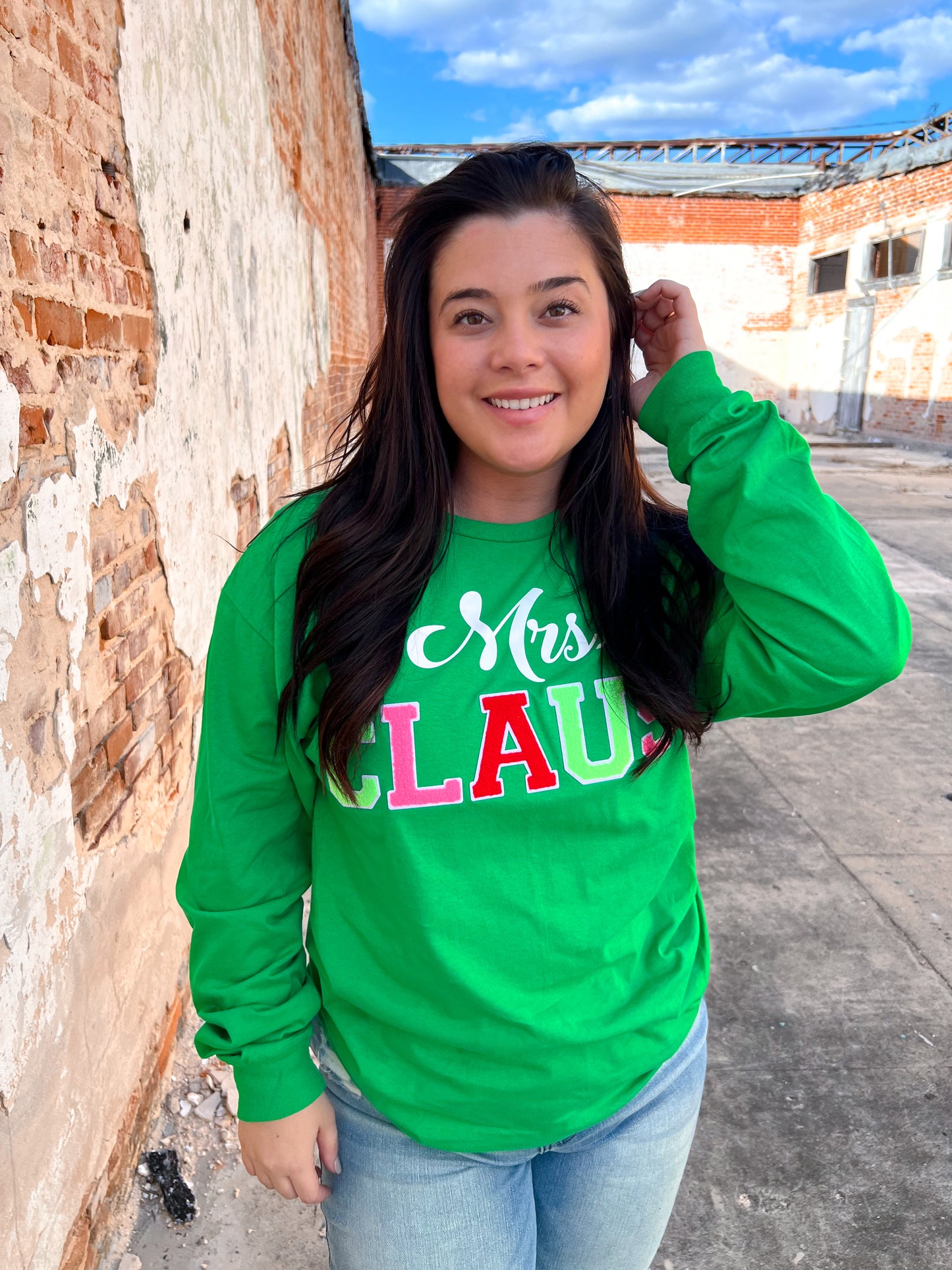 Soft Ideal Chenille Mrs. Claus Long Sleeve T-Shirt-TOPS-Tees2urdoor-$25 & Under Sale,Christmas tote ct1,Max Retail,Tops Collection-The Twisted Chandelier