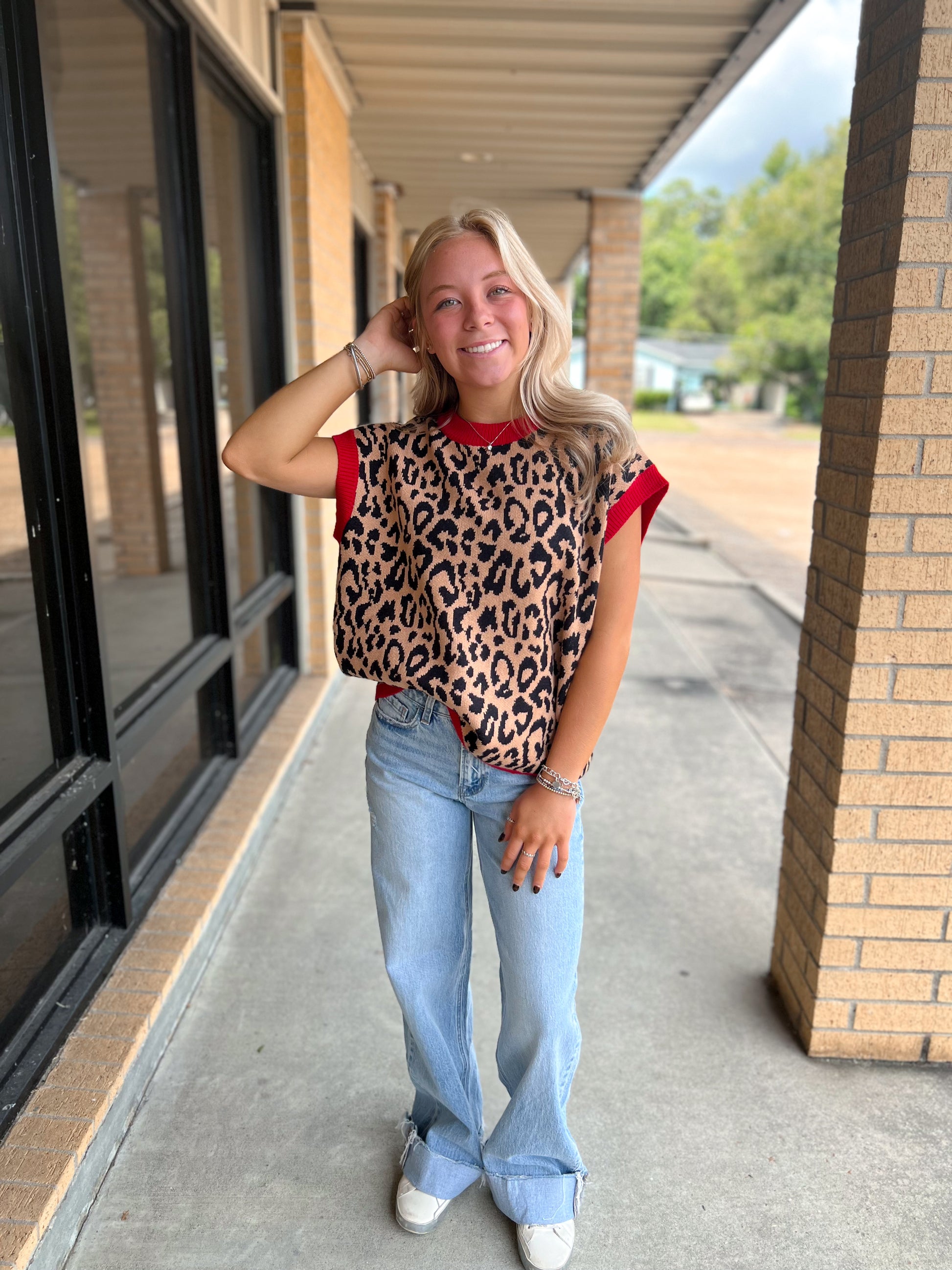 Sasha Leopard Print Sleeveless Knit Sweater Vest-TOPS-Sewn and Seen-Bin a1,FD 09/22/25,Tops Collection-The Twisted Chandelier