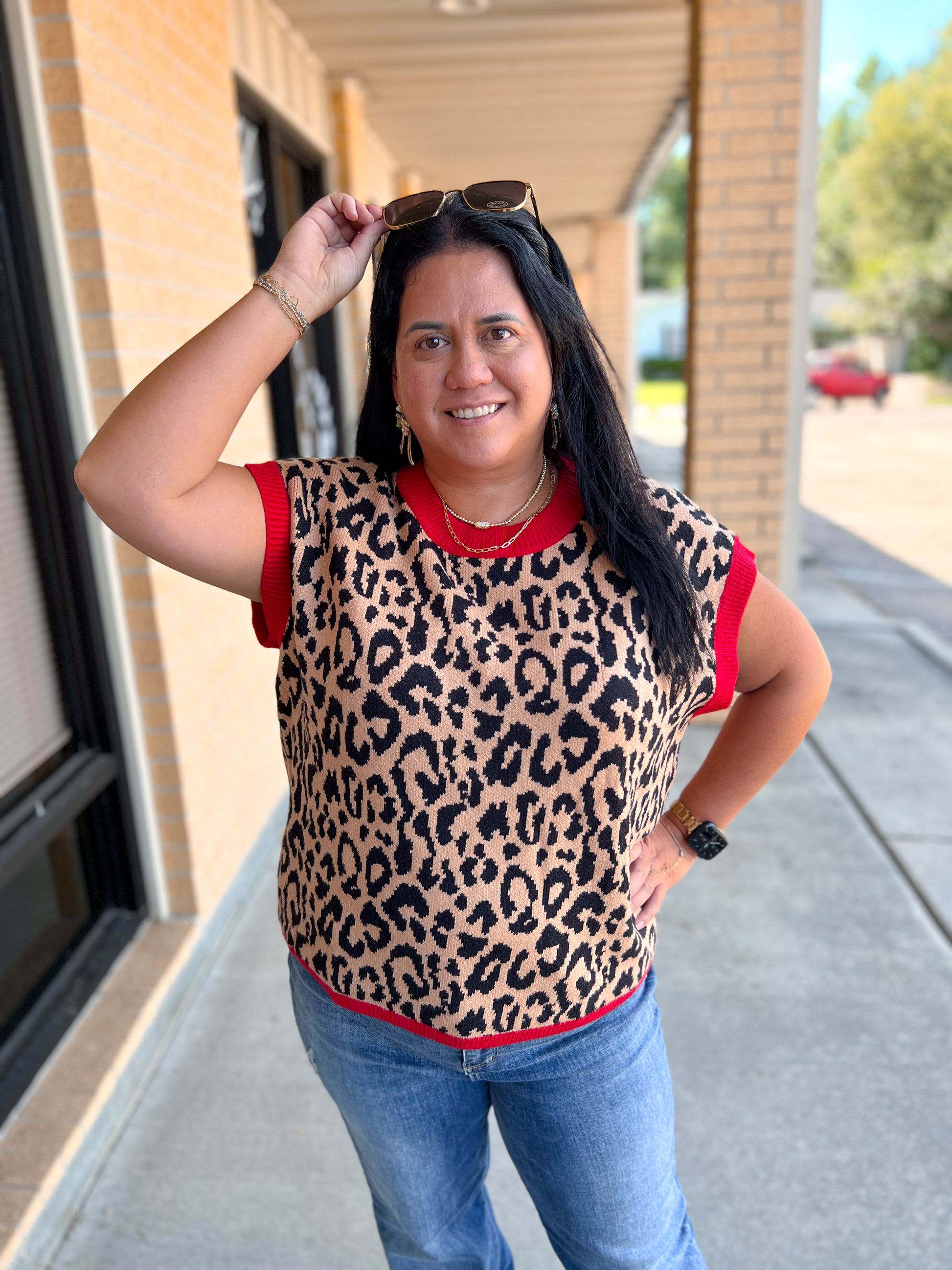 Sasha Leopard Print Sleeveless Knit Sweater Vest-TOPS-Sewn and Seen-Bin a1,FD 09/22/25,Tops Collection-The Twisted Chandelier