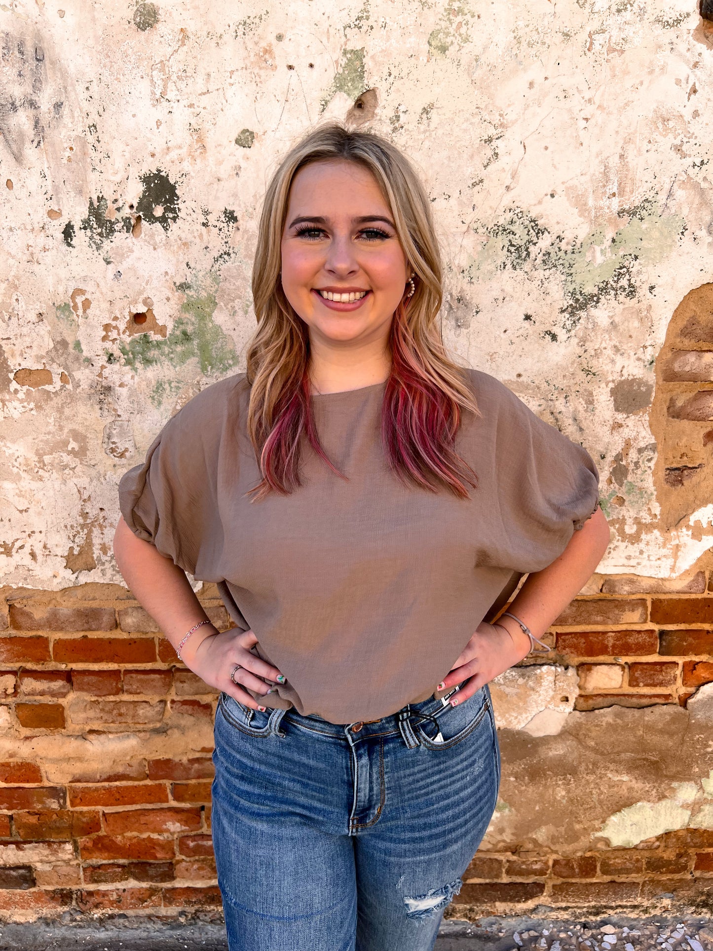 Joanie Elastic Sleeve Blouse Top-Apparel & Accessories-ee:some-09/03/24,1st md,FD 05/15/24,OGP 46.99,TK9526,Tops Collection-The Twisted Chandelier