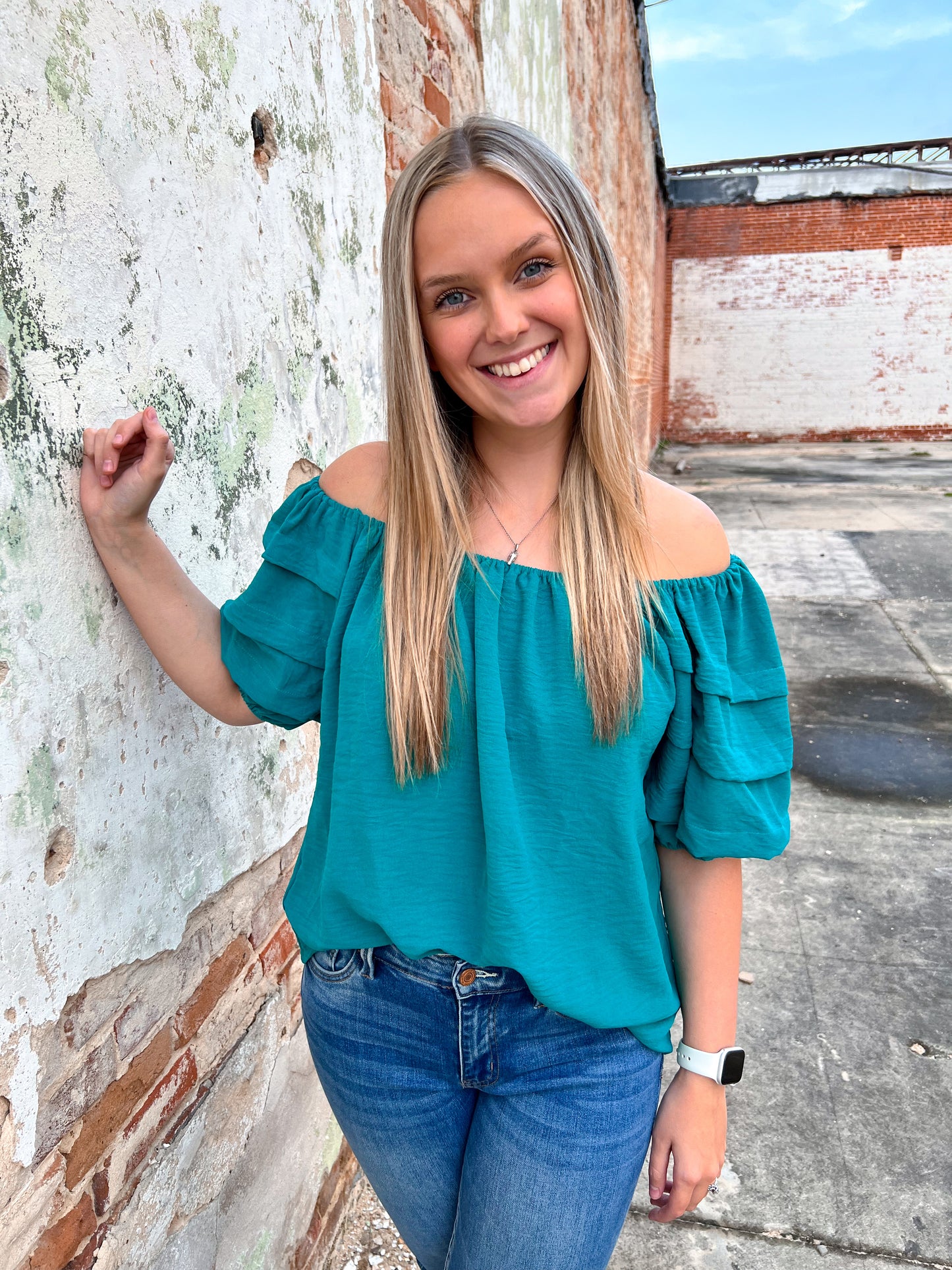 Aubriella Pleated Boxy Cut Round Neck Top with 1/2 Puff Short Sleeves-Top-Umgee-10/04/25,b8678,FD 11/26/24,OGP 37.75,Tops Collection-The Twisted Chandelier