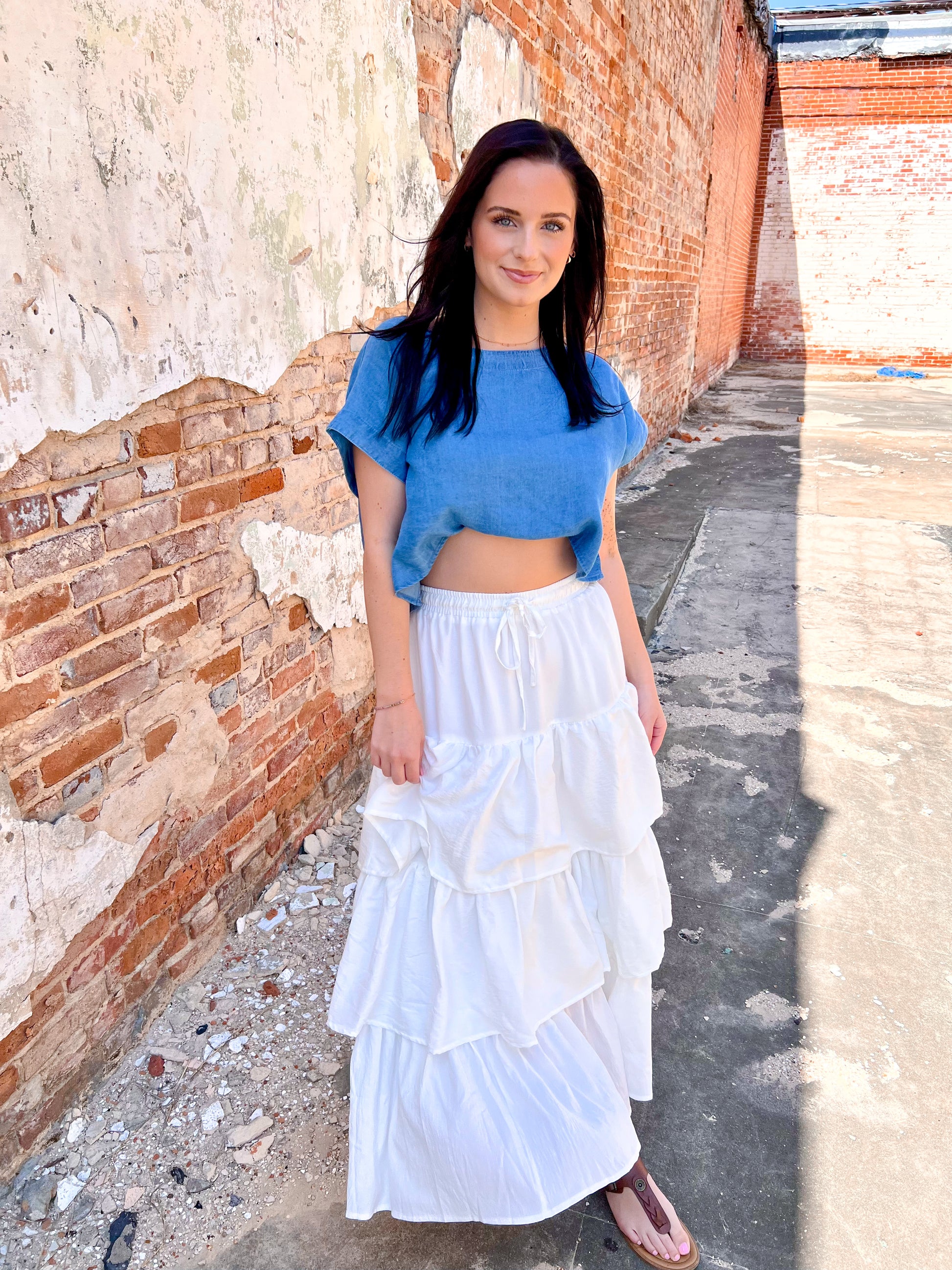 Alysha Bohemian Tiered Ruffled Flared Maxi Skirt With Elastic Band-in february-05/14/25,1st md,BIN D3,bottoms,Fd 03/25/25,OGP 58.99-The Twisted Chandelier