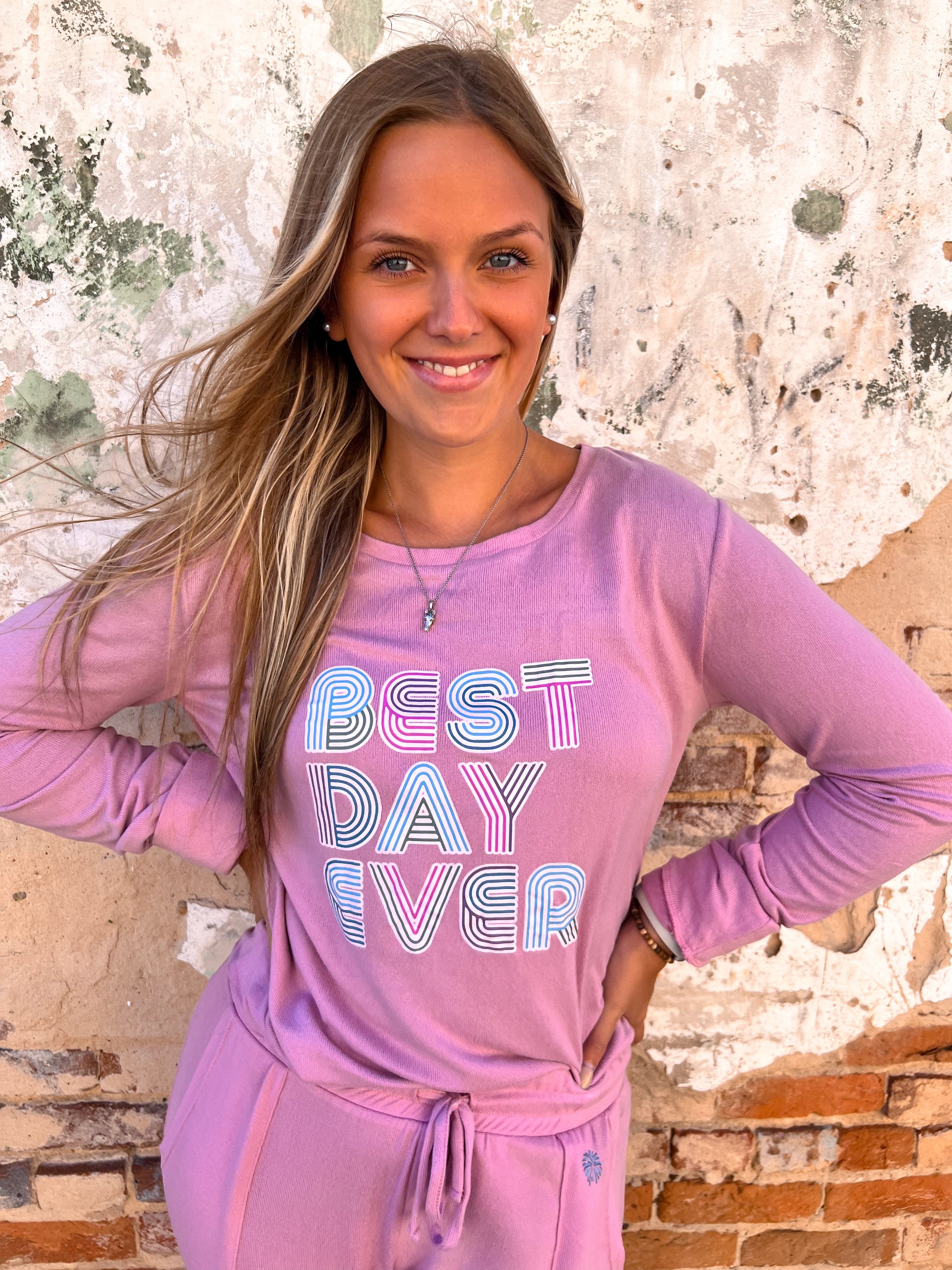 Hello Mello Best Day Ever Lounge Sweater-Loungewear-HELLO MELLO-$25 & Under Sale,05/15/24,1st md,Bin a6,JAN2022-The Twisted Chandelier