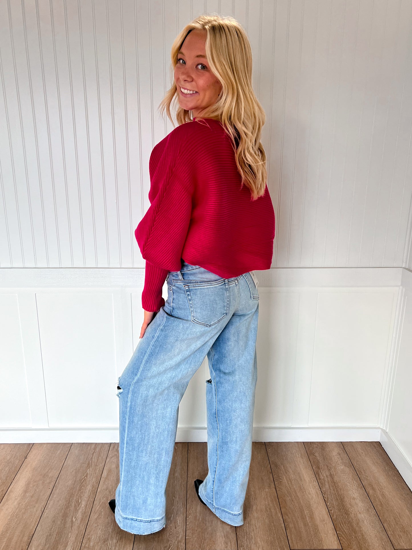 Nori Light Wash Distressed Stretch 33" Inseam Wide Leg Jeans-Hidden Jeans-BIN A 3,Bin b6,bottoms,FD 08/19/25-The Twisted Chandelier