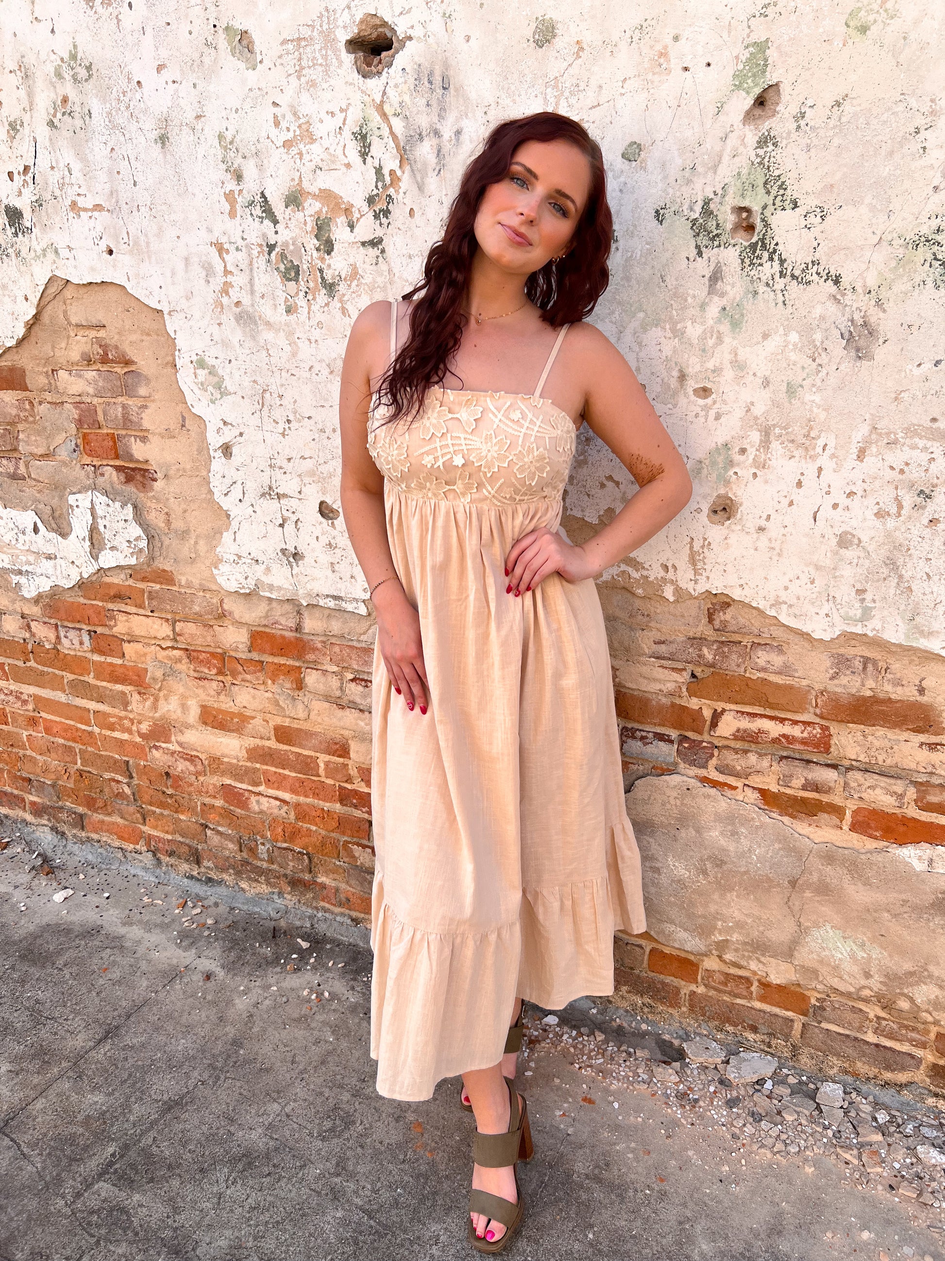 Marla Floral Embroidery Midi Dress With Back Ribbon-Midi Dress-idem ditto-10/04/25,Bin B3,DJR,FD 04/01/25,OGP 69.99-The Twisted Chandelier