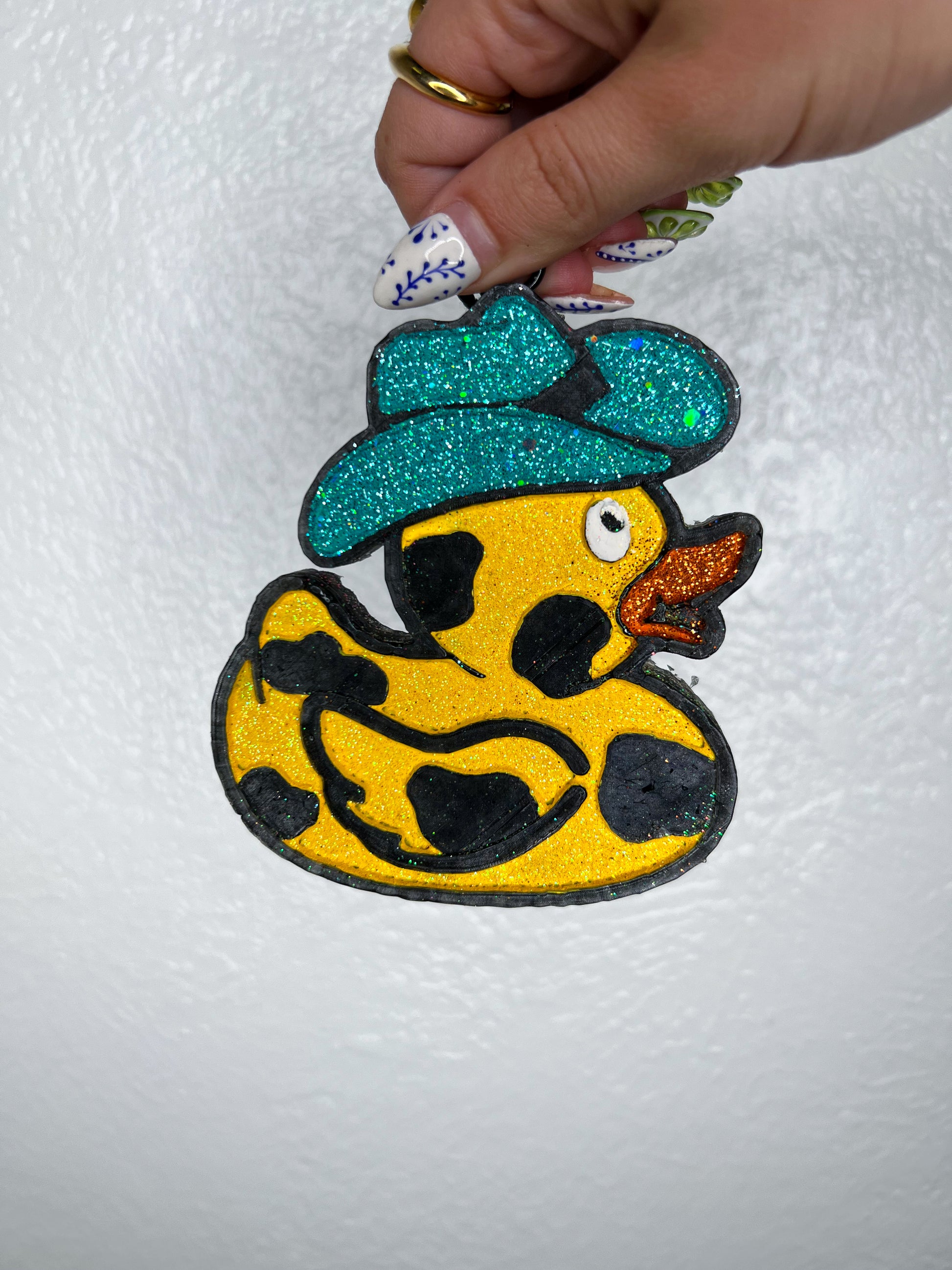 Duck with hat Freshie-Ginger & Lace-Yellow / Black / Teal-Fruit Loop-The Twisted Chandelier