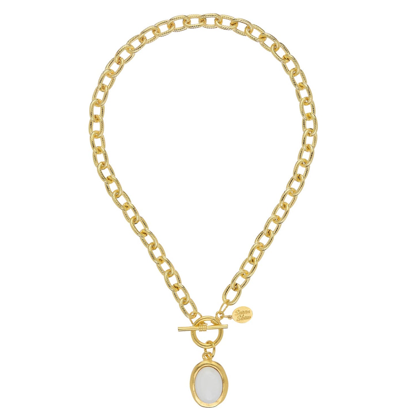 Susan Shaw Mother of Pearl Cabochon Toggle Necklace-Susan Shaw-The Twisted Chandelier