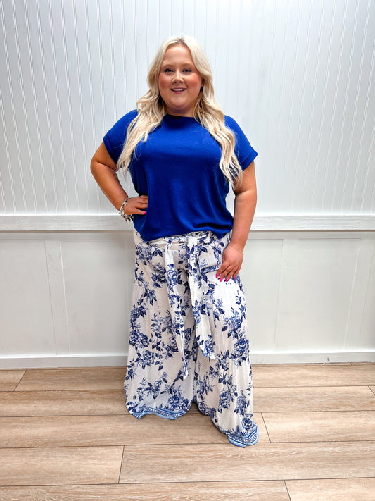 Delaney Cotton Modal Slub Rolled Sleeve Tee - Plus - Light Navy-ZENANA-FD 03/12/26,Tops Collection-The Twisted Chandelier