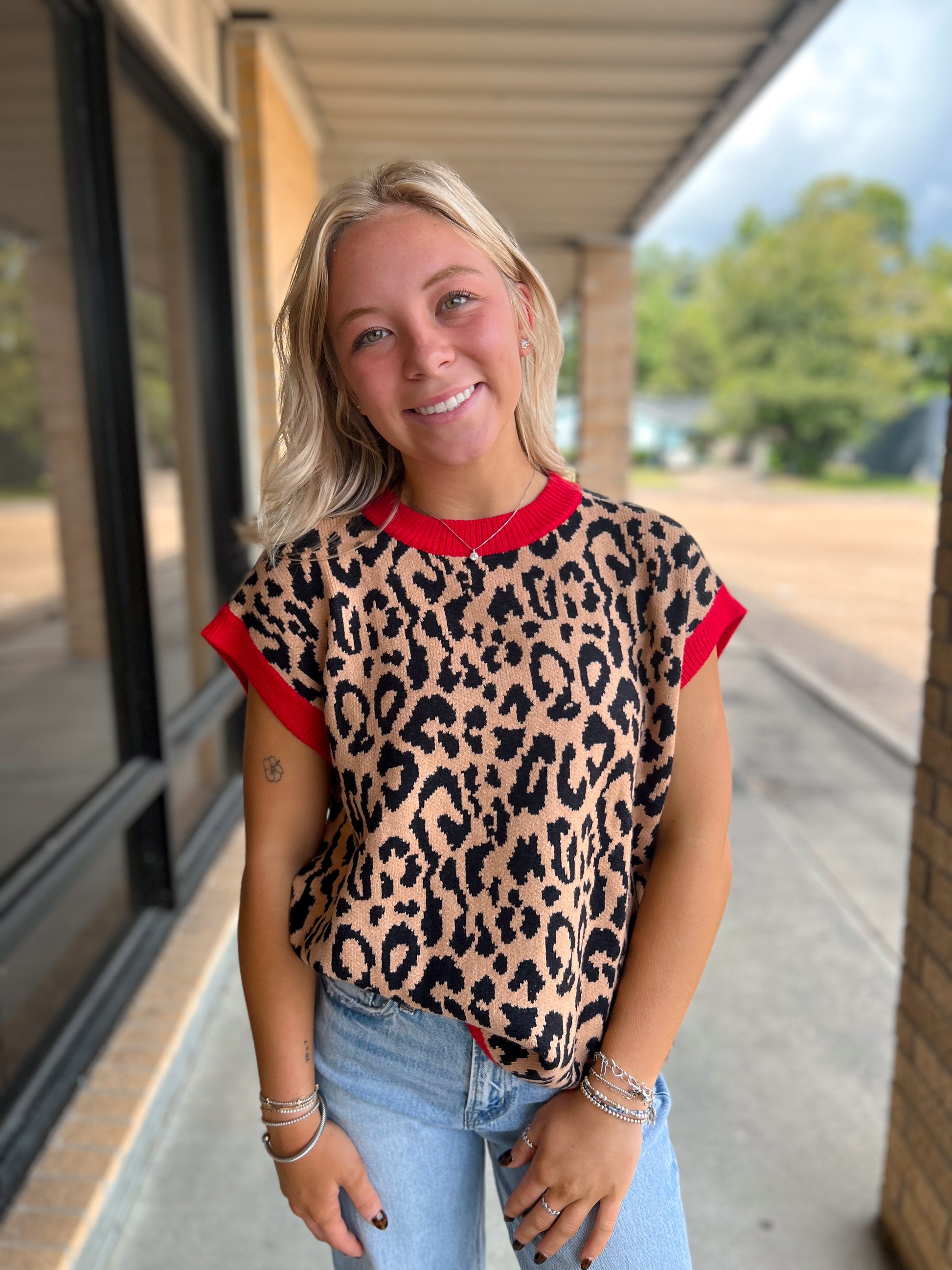 Sasha Leopard Print Sleeveless Knit Sweater Vest-TOPS-Sewn and Seen-Bin a1,FD 09/22/25,Tops Collection-The Twisted Chandelier