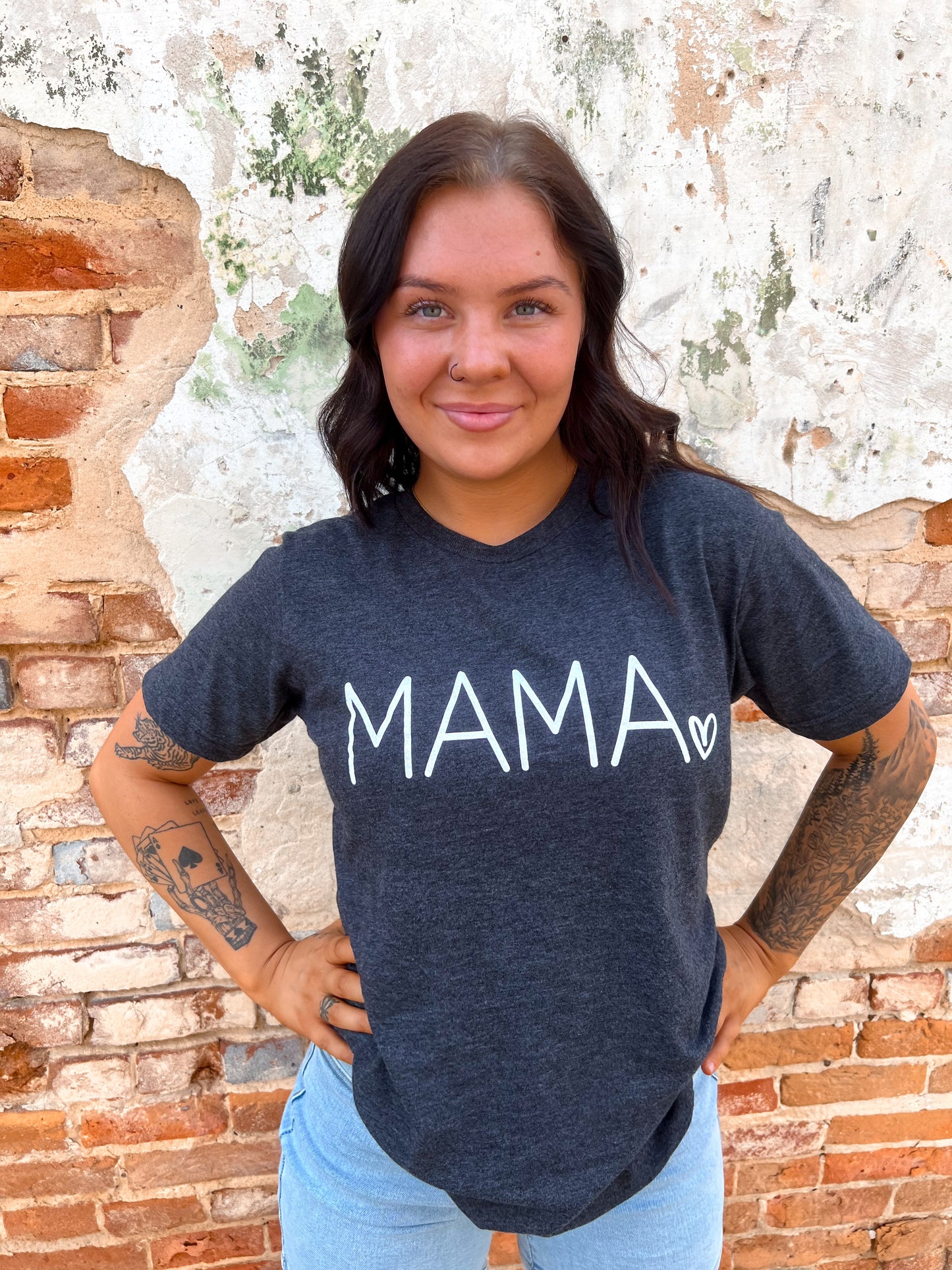 Mama Heart Graphic Tee-Apparel & Accessories-D&E Tees-11/11/24,1st md,FD 05/07/24,Tops Collection-The Twisted Chandelier