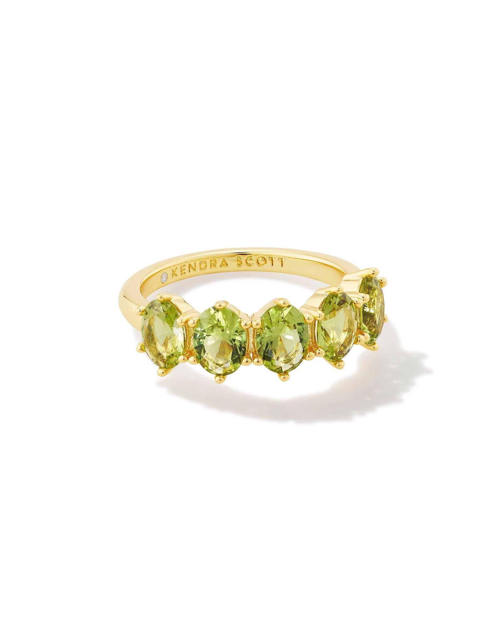 Kendra Scott Cailin Crystal Band Ring Gold Green Peridot Crystal Size 7-Rings-Kendra Scott-R1313GLD-The Twisted Chandelier