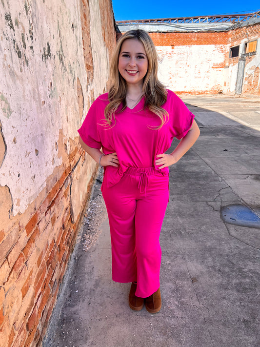 Lexi Lounge Pants Fuchsia-Active Wear-better be-05/30/24,1st md,bottoms,FD JAN 24-The Twisted Chandelier