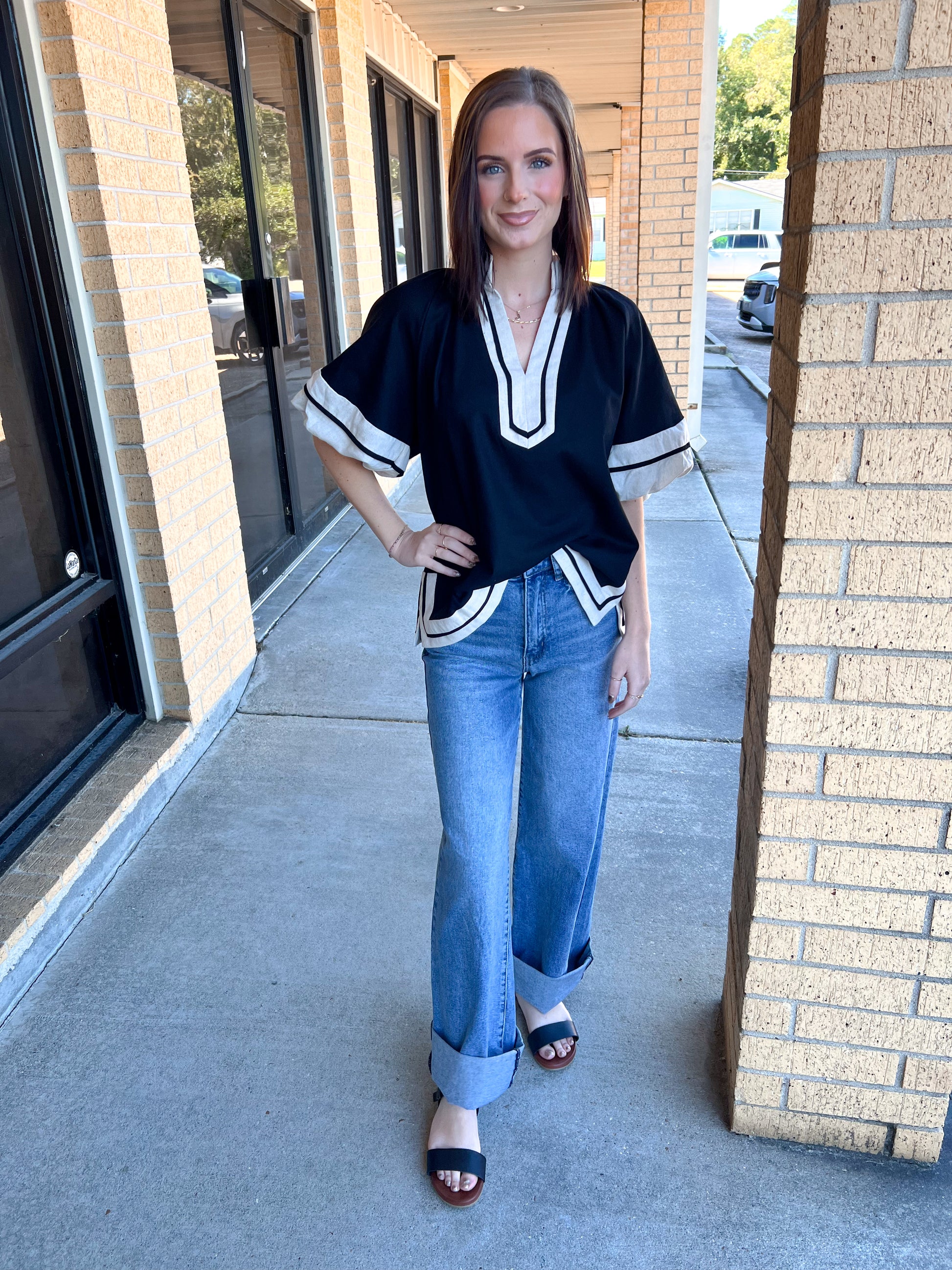 Harlow Cuff Up Medium Stone Wide Leg Jeans-Vibrant M.i.U-Bin a4,bottoms-The Twisted Chandelier