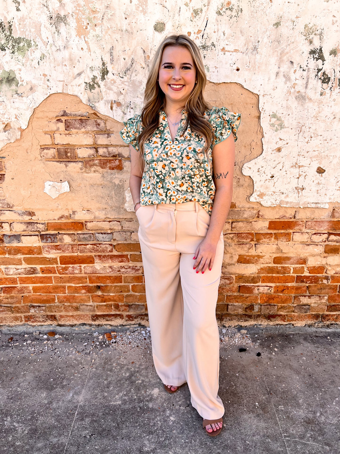 Raella Solid Point Wide Pants - Beige-Pants-Umgee-04/21/25,05/27/24,1st md,bottoms,Max Retail-The Twisted Chandelier