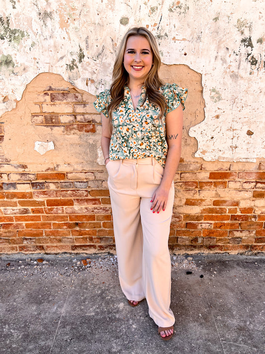 Raella Solid Point Wide Pants - Beige-Pants-Umgee-04/21/25,05/27/24,1st md,bottoms,Max Retail-The Twisted Chandelier