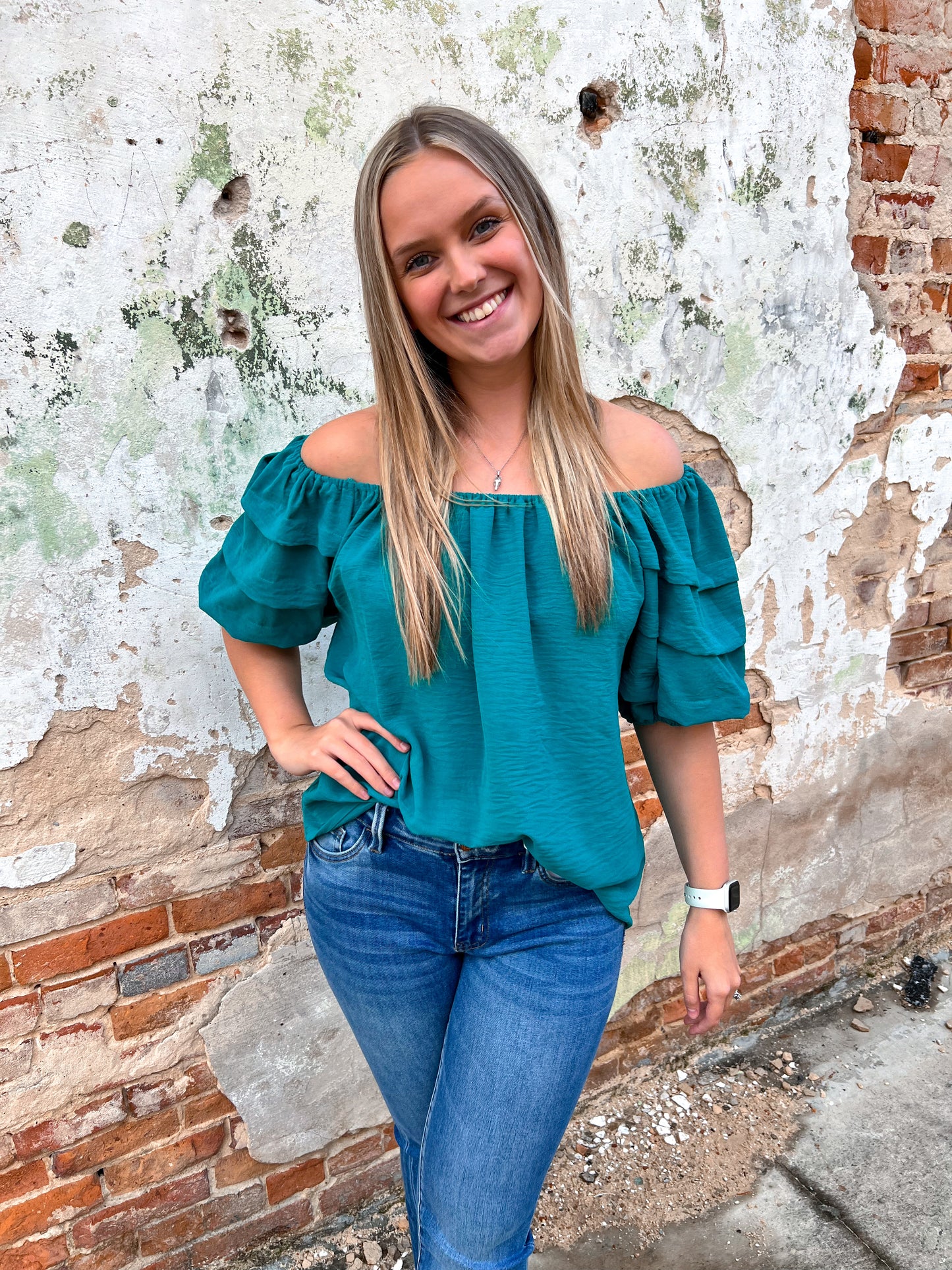 Aubriella Pleated Boxy Cut Round Neck Top with 1/2 Puff Short Sleeves-Top-Umgee-10/04/25,b8678,FD 11/26/24,OGP 37.75,Tops Collection-The Twisted Chandelier