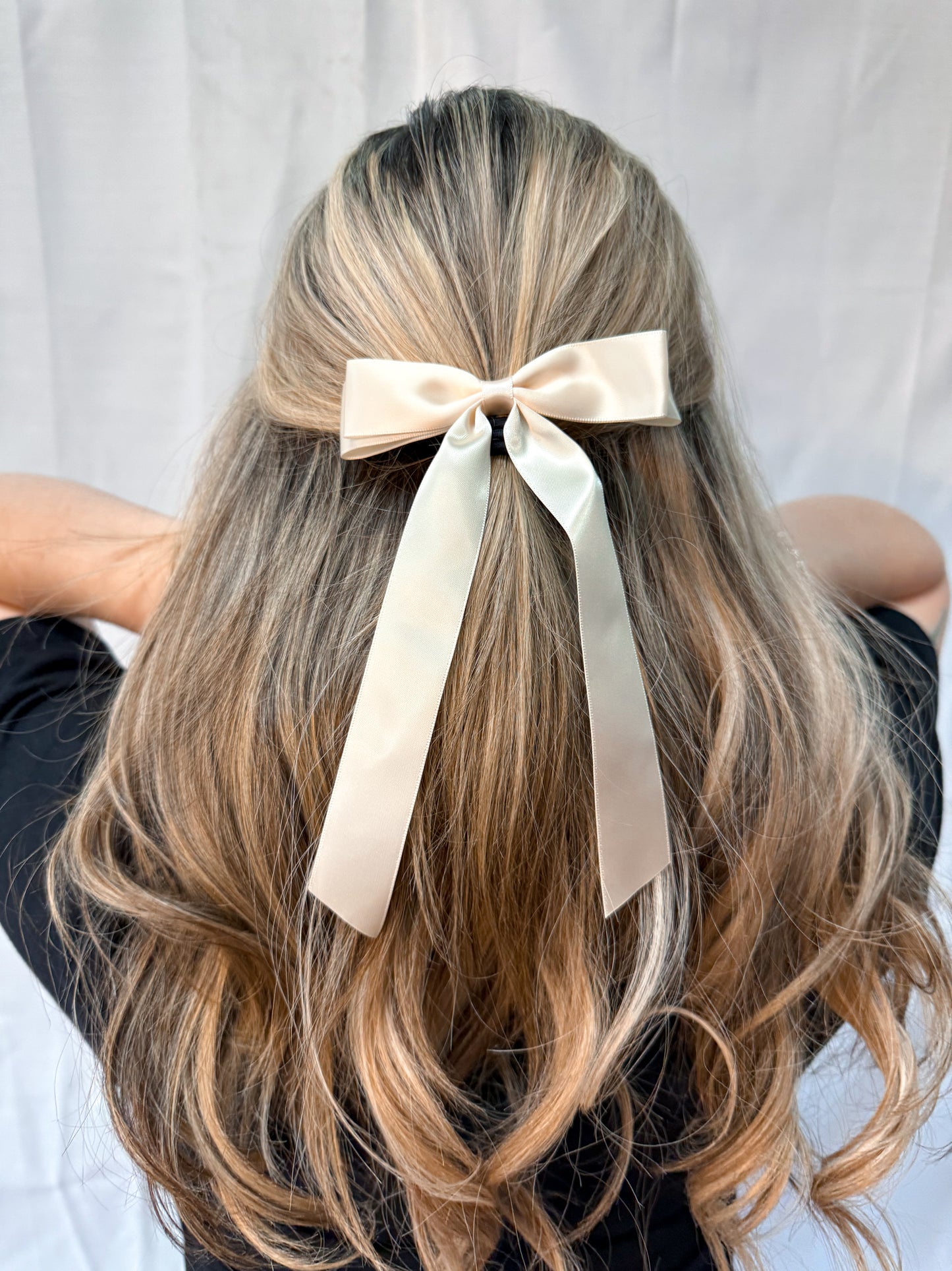 Satin Bow Hair Clip - Ivory-Hair Claws & Clips-Swan Madchen-Accessories,Created - 01/15/24,FD JAN 24-The Twisted Chandelier