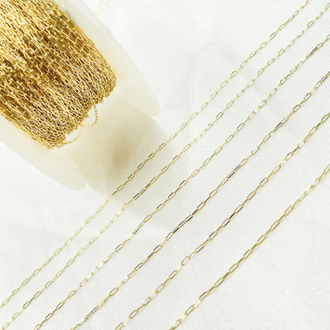 14k Solid Gold Diamond Cut Paper Clip Chain. 027FVBFVT5byft-Jewels & Chains-The Twisted Chandelier
