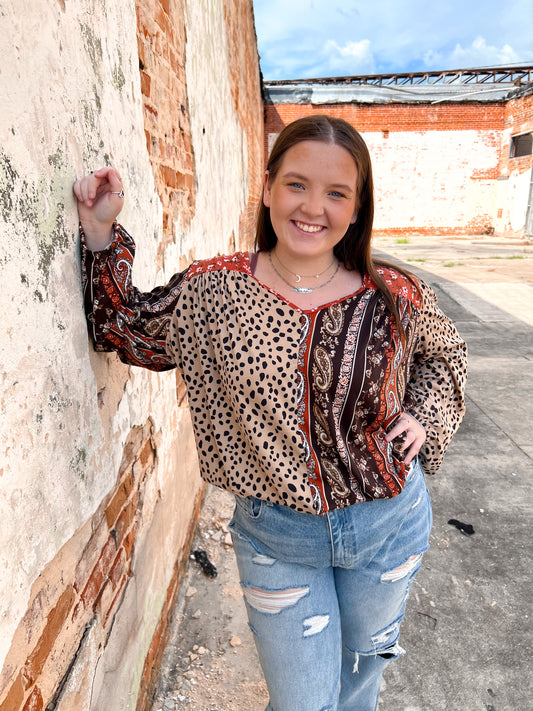 Nina Leopard & Floral Knit Top - Plus-Shirts & Tops-Haptics-$25 & Under Sale,HT2759BX,Max Retail,Mystery 3X - lan92,Tops Collection-The Twisted Chandelier