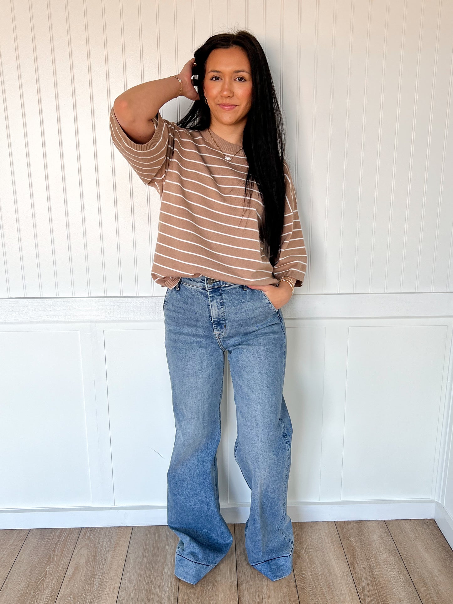 Meredith Striped Knit Short Sleeve Top-Sewn and Seen-FD 12/22/25-The Twisted Chandelier