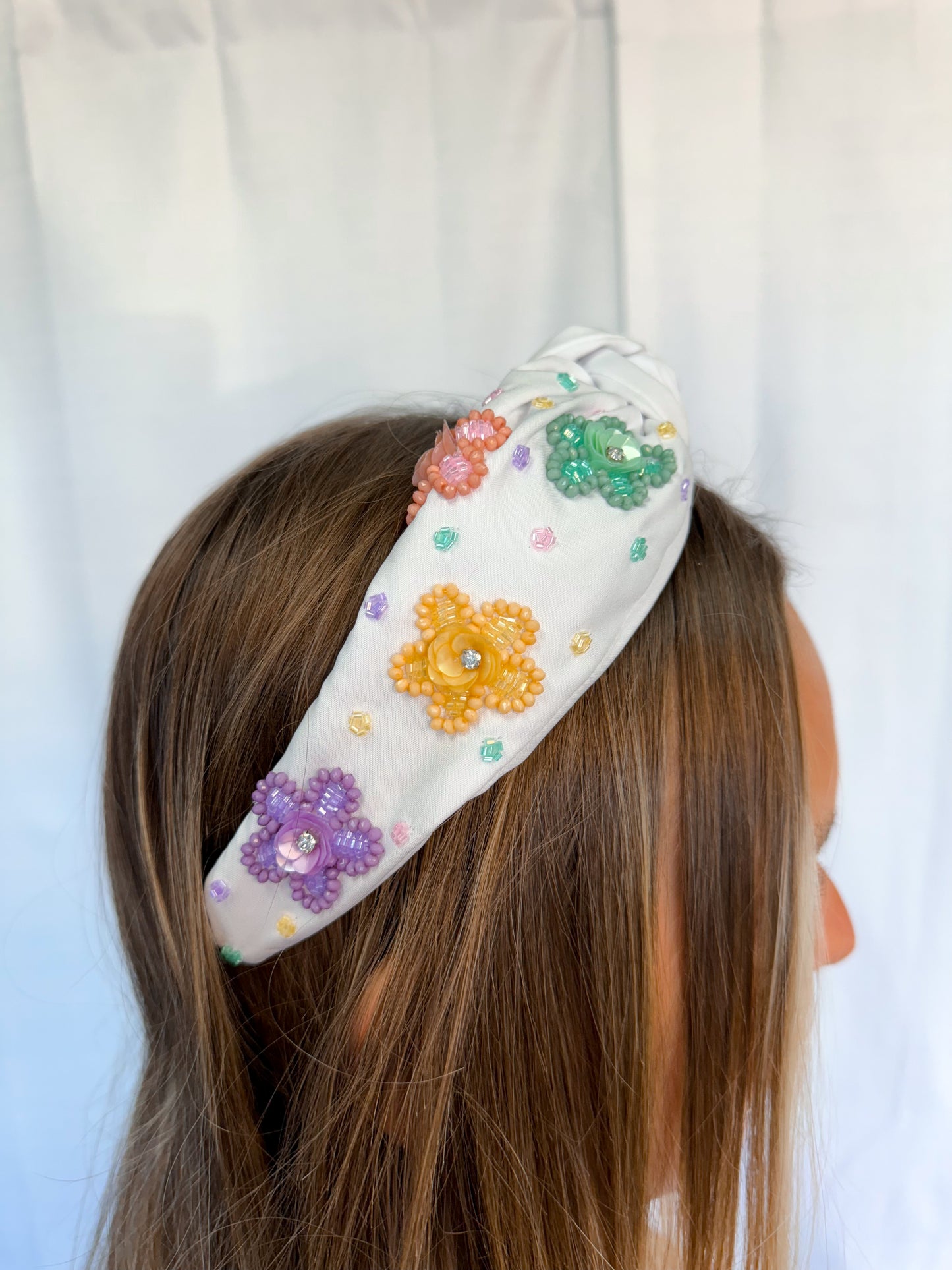 Spring Flower Knot Headband - White-Headband-Kenze Pannee-00360332,Accessories,FD 03/12/24-The Twisted Chandelier