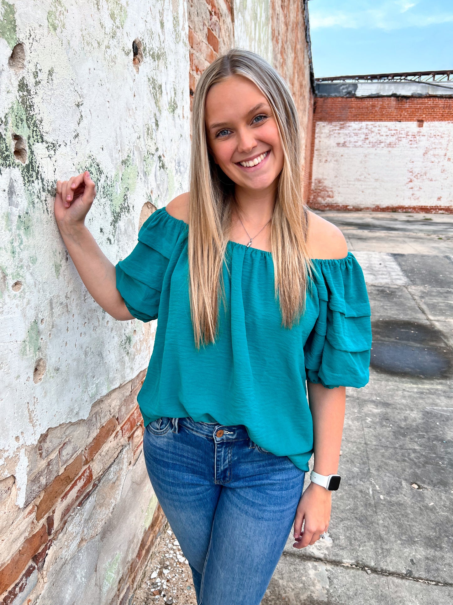 Aubriella Pleated Boxy Cut Round Neck Top with 1/2 Puff Short Sleeves-Top-Umgee-10/04/25,b8678,FD 11/26/24,OGP 37.75,Tops Collection-The Twisted Chandelier