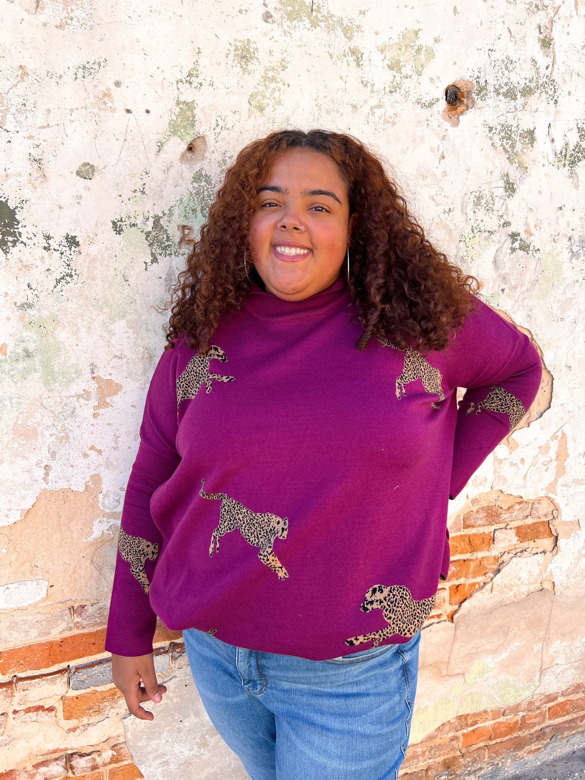 Annie Cheetah Print Mock Neck long Sleeve Sweater Top - Plus-Sweater-Entro-Max Retail,not on the floor only in totes,Tops Collection,Winter Tote T1-The Twisted Chandelier