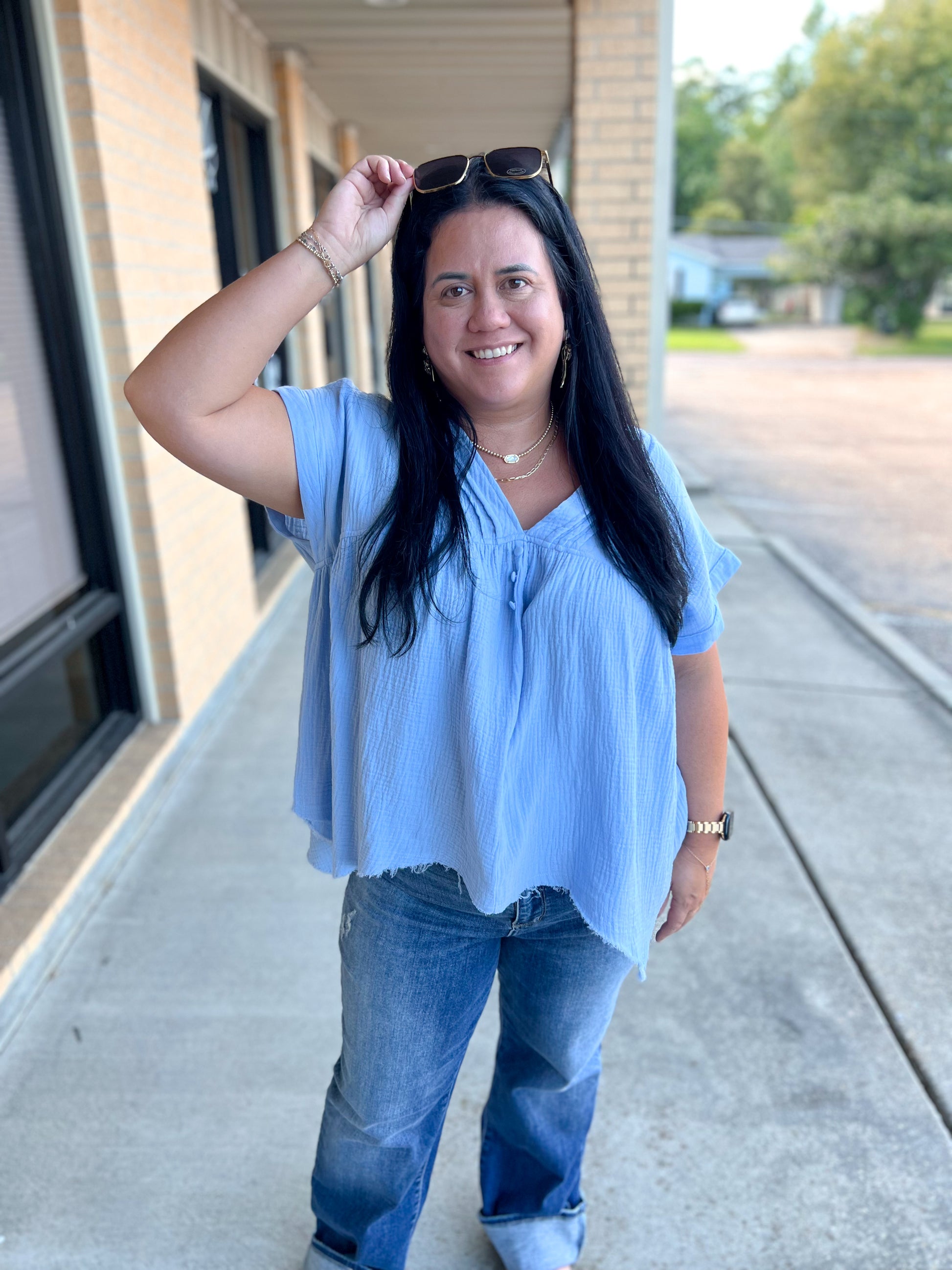 Lennie Cotton Gauze Short Sleeve Top-Oddi-Bin B4,FD 08/12/25,Tops Collection-The Twisted Chandelier