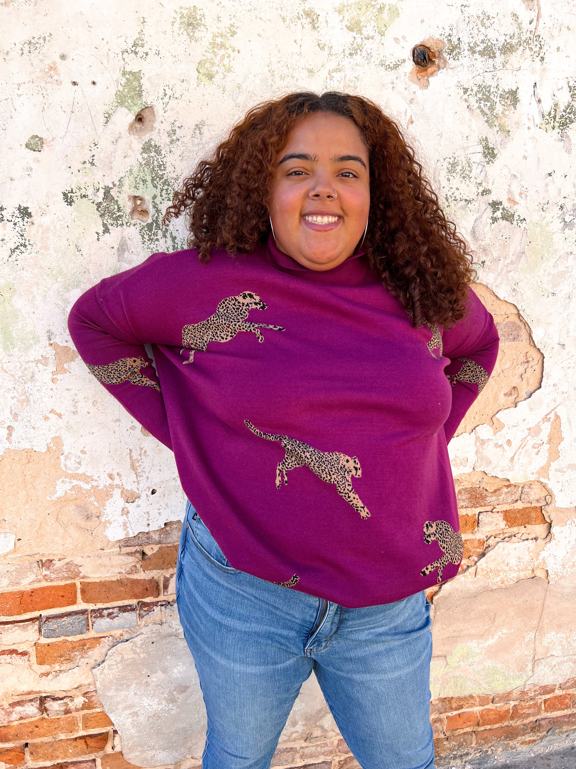 Annie Cheetah Print Mock Neck long Sleeve Sweater Top - Plus-Sweater-Entro-Max Retail,not on the floor only in totes,Tops Collection,Winter Tote T1-The Twisted Chandelier