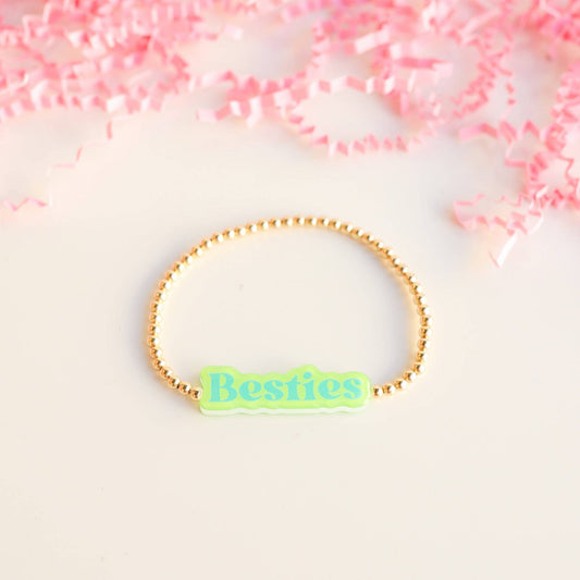 Bestie BB Bead Bracelet in Green/Blue (Kids Size)-Beaded Blondes-The Twisted Chandelier