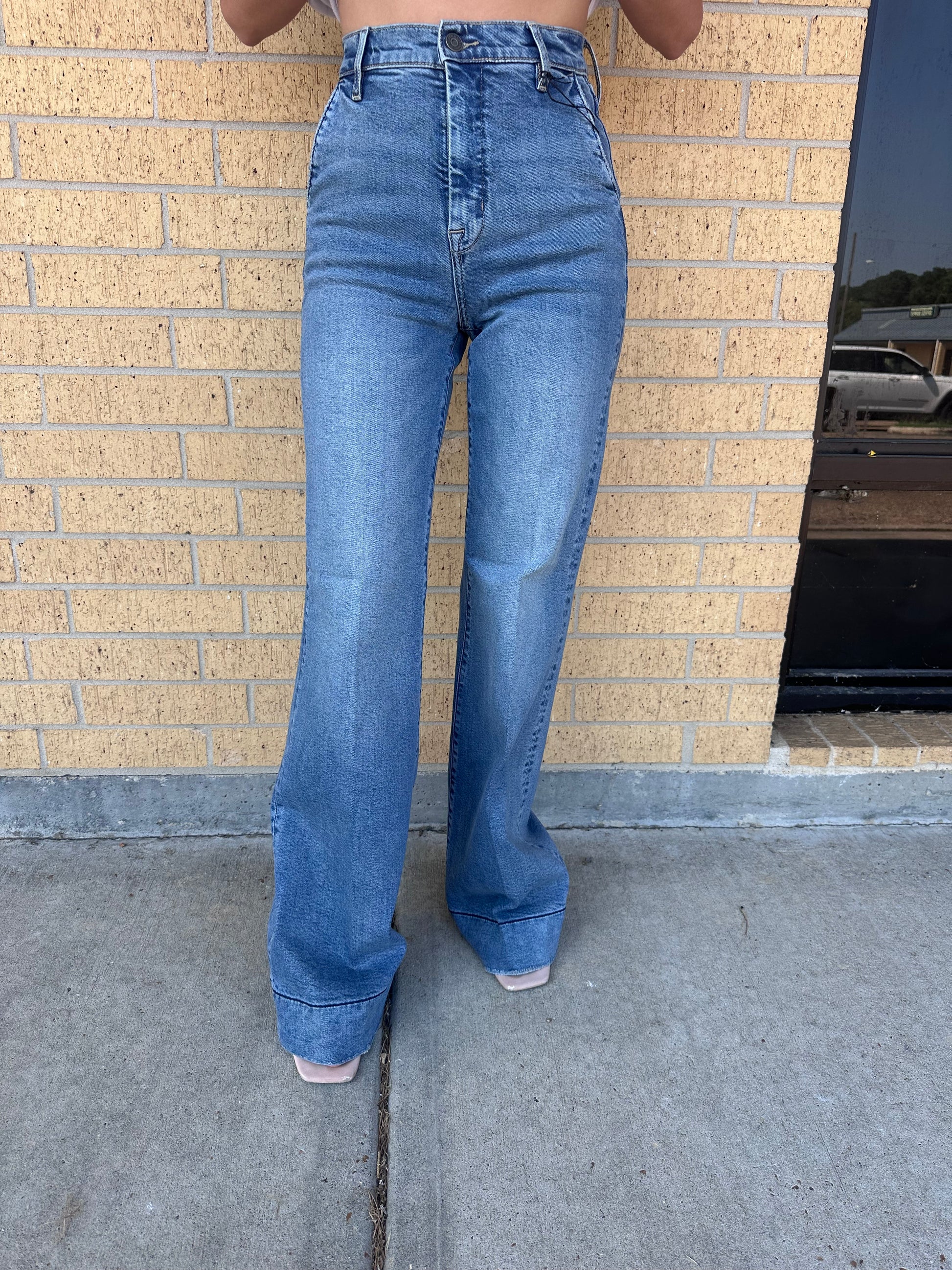 Reese Medium Dark Stretch High Rise Comfort Flare Jeans-Hidden Jeans-Bin b6,bottoms,FD 8/5/25-The Twisted Chandelier