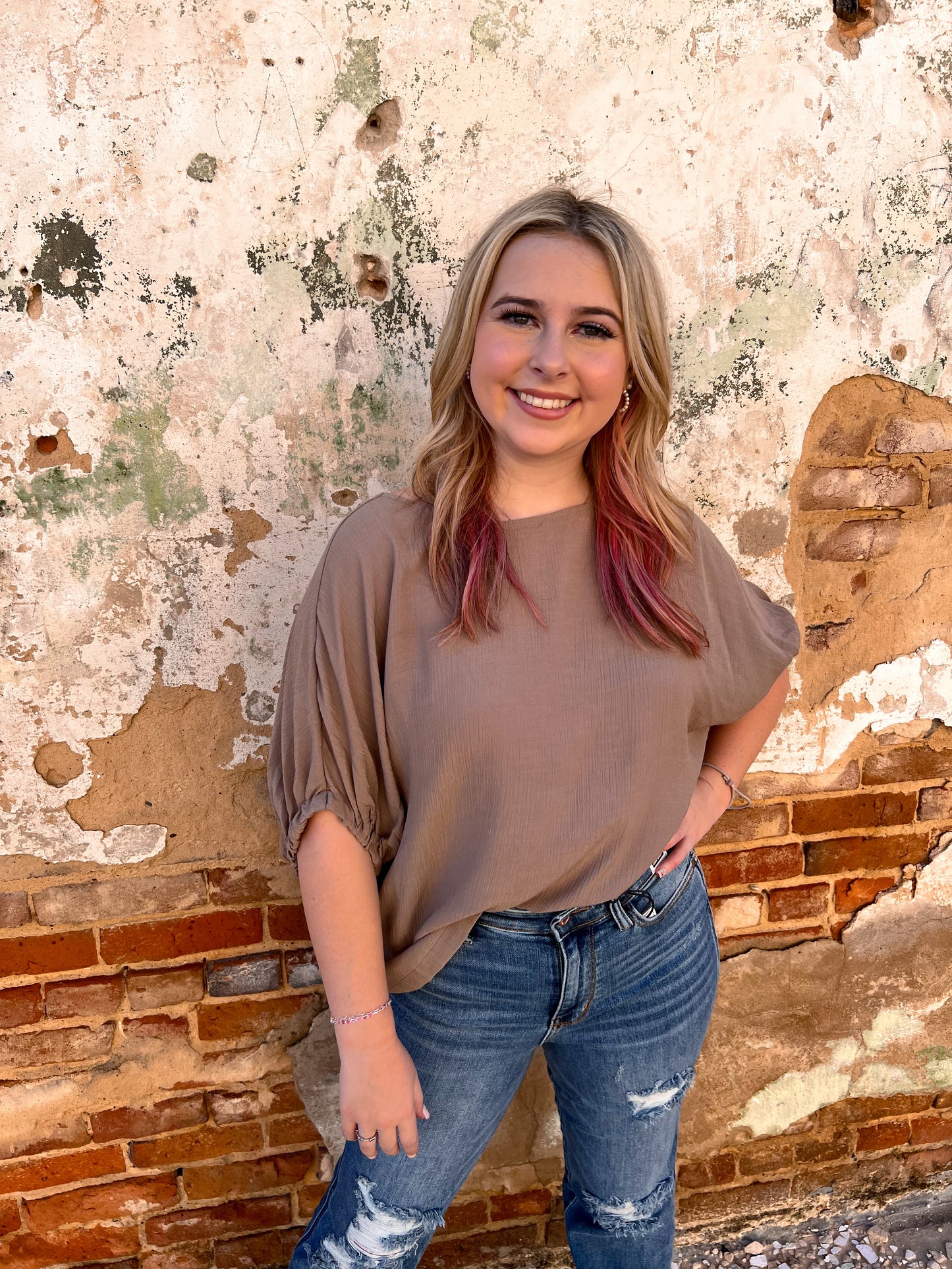 Joanie Elastic Sleeve Blouse Top-Apparel & Accessories-ee:some-09/03/24,1st md,FD 05/15/24,OGP 46.99,TK9526,Tops Collection-The Twisted Chandelier