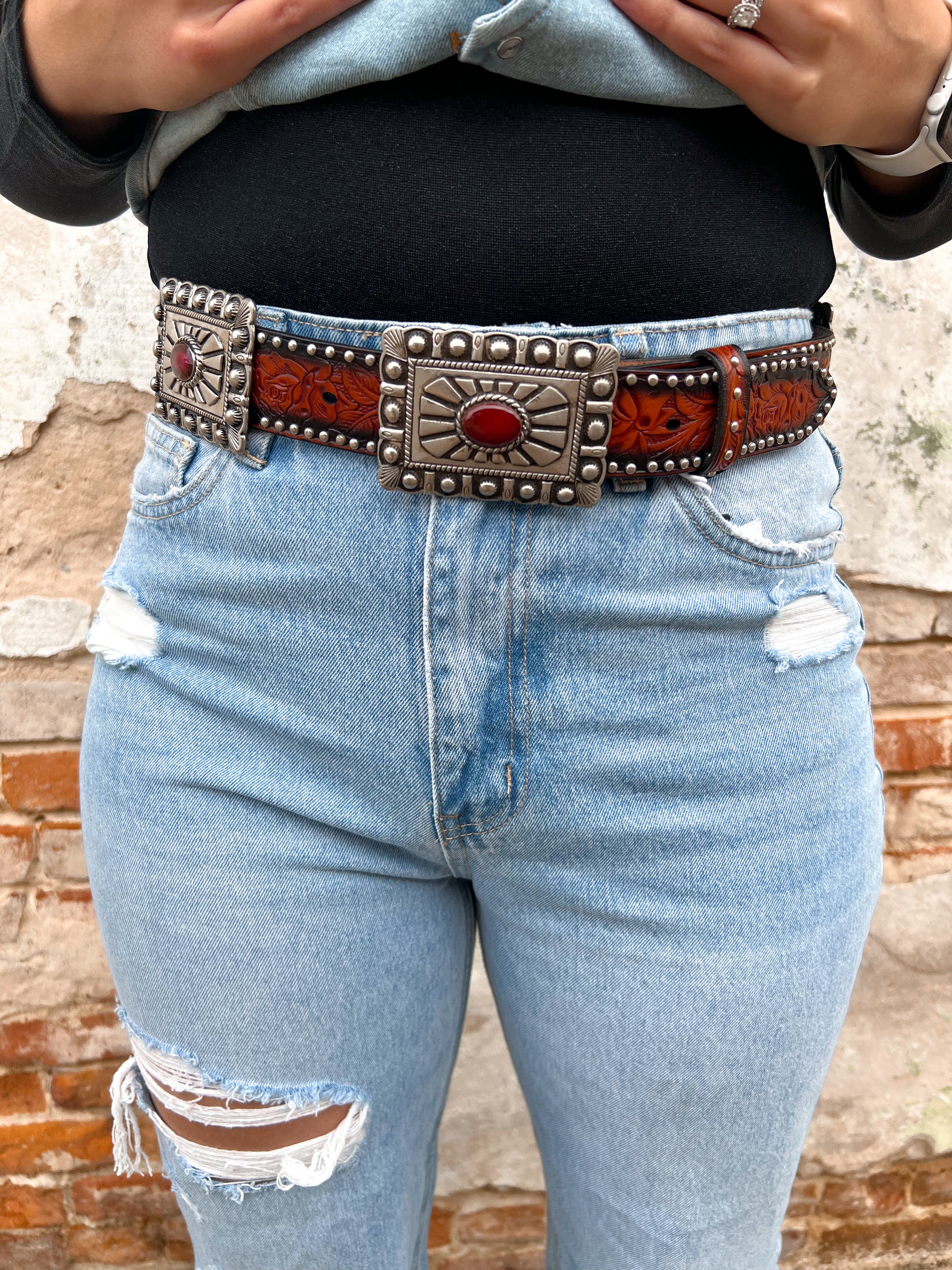 Brown Handmade Leaf Design Genuine Leather Belts-Belts-L & B-05/19/24,1st md,Accessories,BLT112,Max Retail,western & concert-The Twisted Chandelier